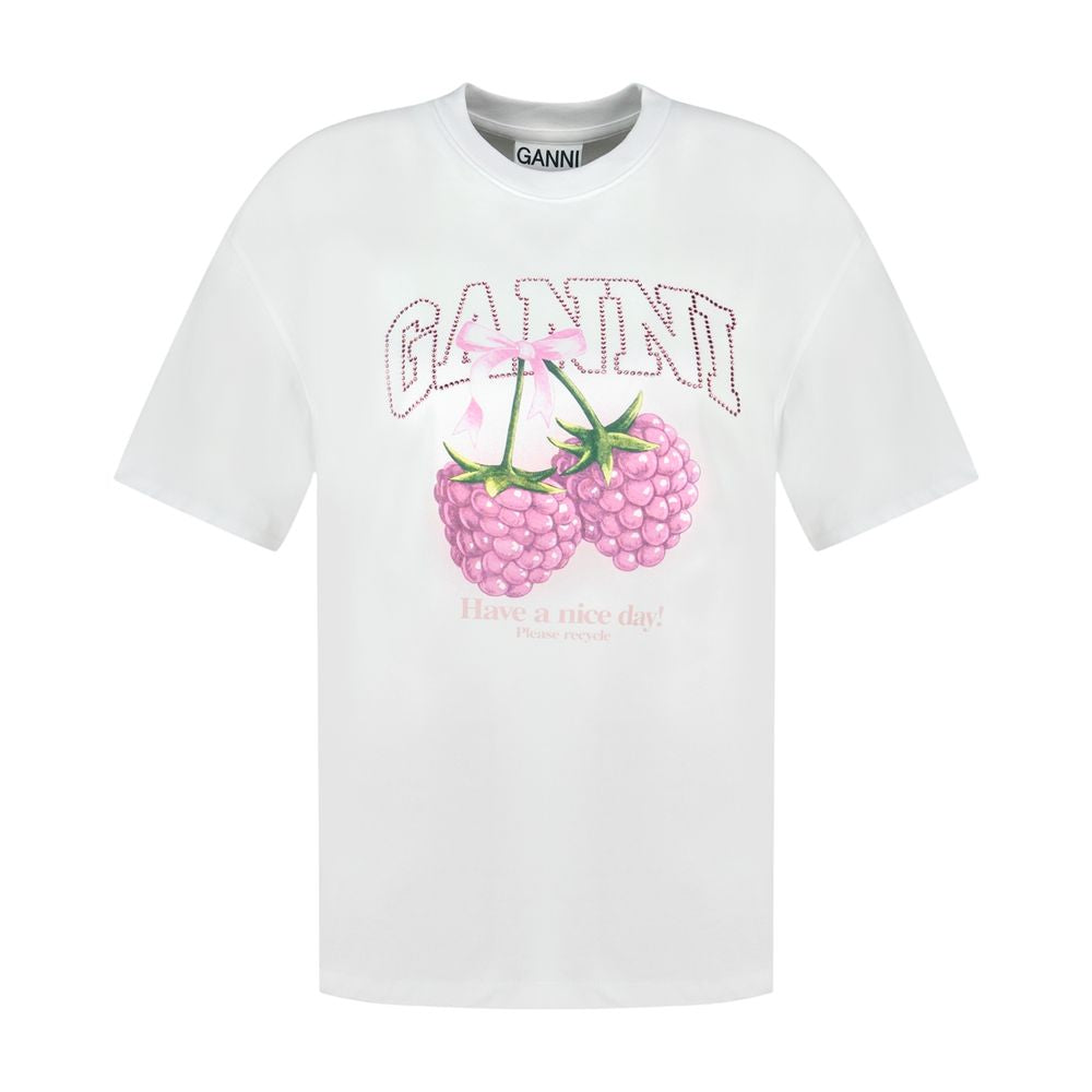 Raspberry T-Shirt - Ganni - Baumwolle - Weiß