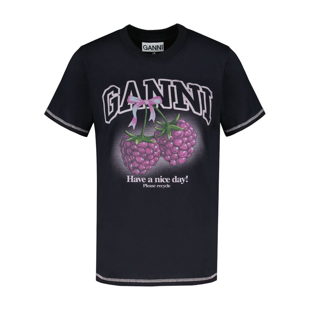 Raspberry T-Shirt - Ganni - Baumwolle - Schwarz