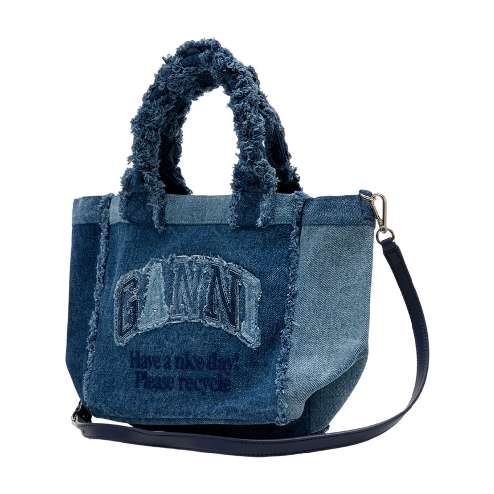 Small Trapeze Cabas - Ganni - Baumwolle - Blau