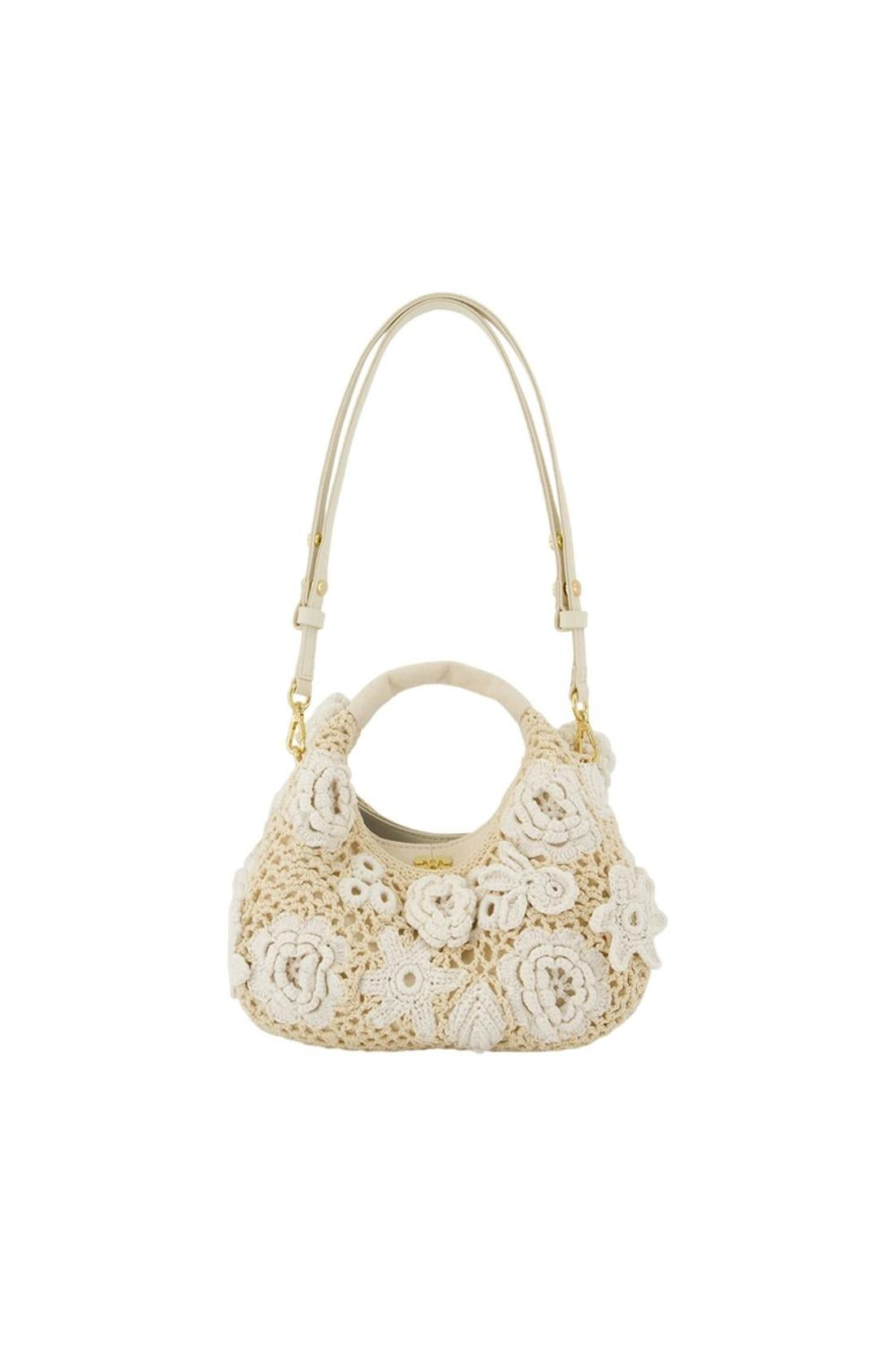 Hobo Mini Handtasche - Ganni - Baumwolle - Weiß