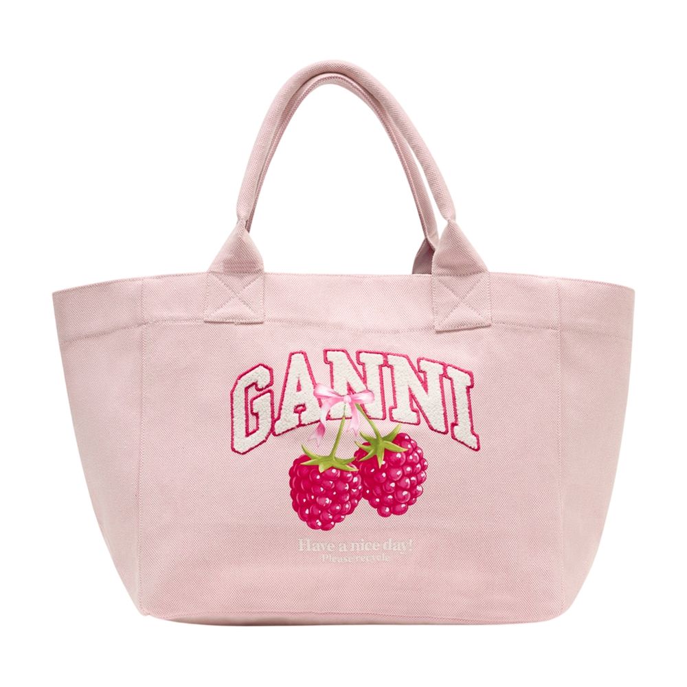 Cabas Medium Trapeze - Ganni - Baumwolle - Weiß