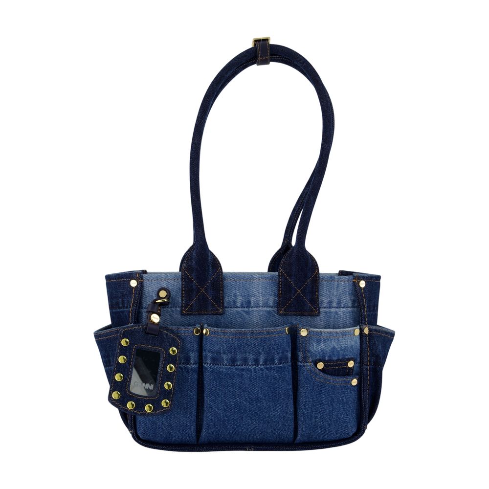 Schultertasche Posy Small - Ganni - Baumwolle - Blau