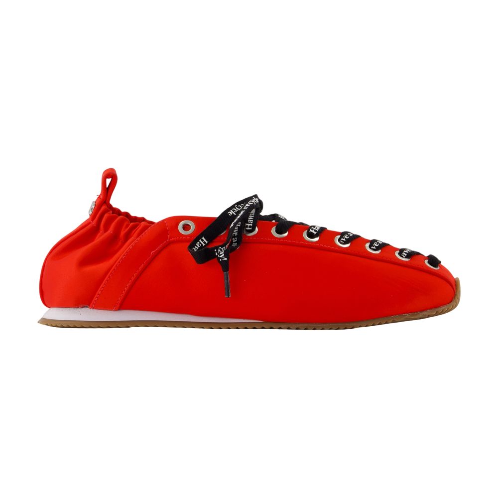 Lace Up Sporty Ballerinas - Ganni - Synthetik - Rot