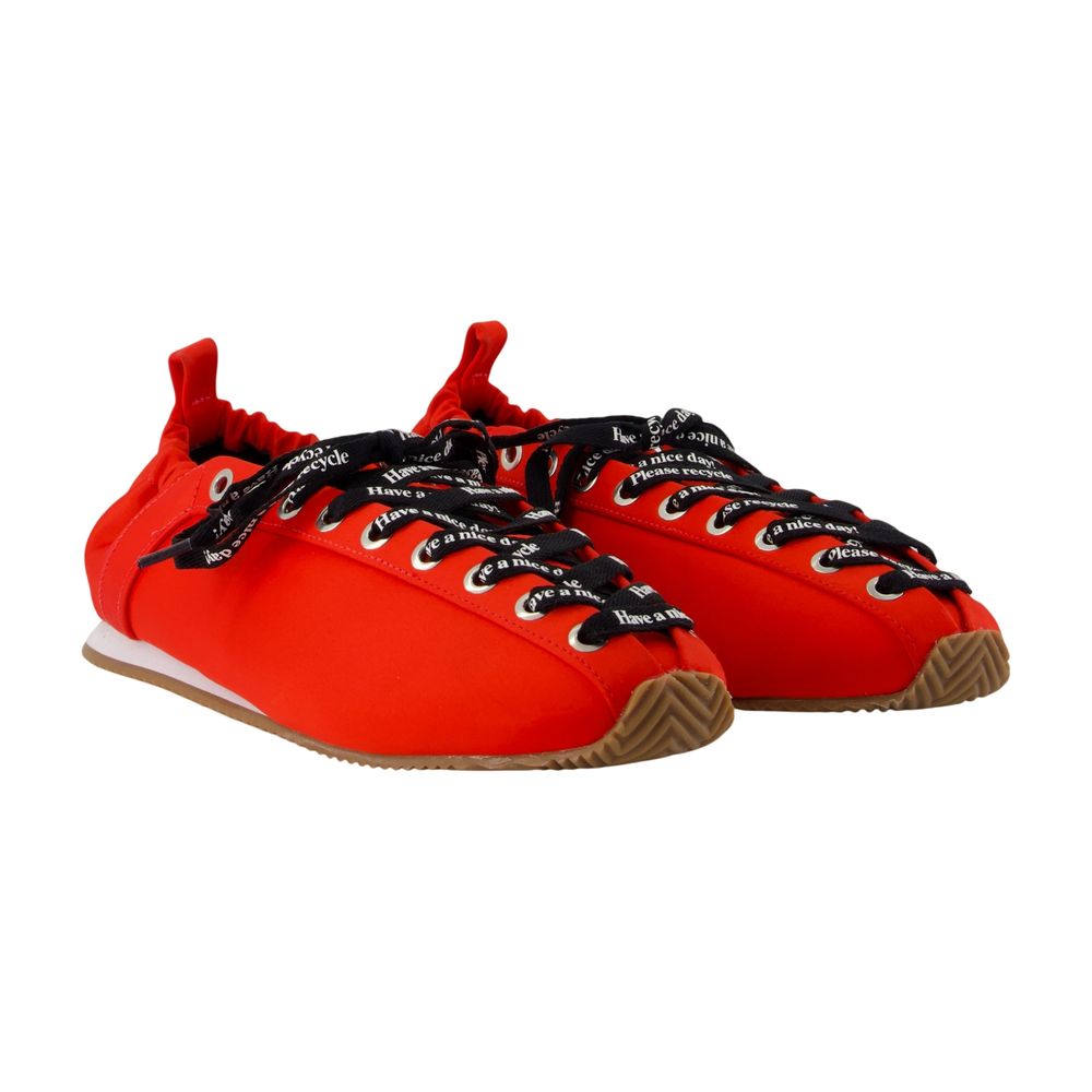 Lace Up Sporty Ballerinas - Ganni - Synthetik - Rot