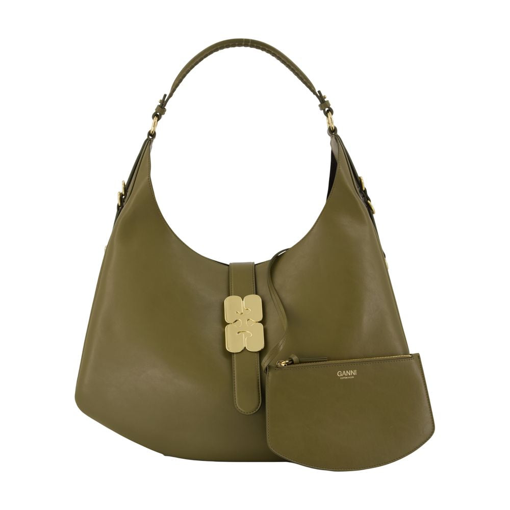 Kat Large Butter Umhängetasche – Ganni – Kunstleder – Khaki