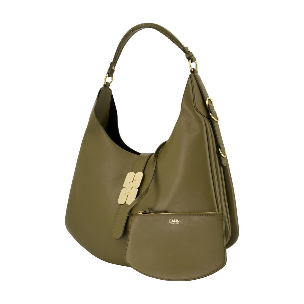 Kat Large Butter Umhängetasche – Ganni – Kunstleder – Khaki