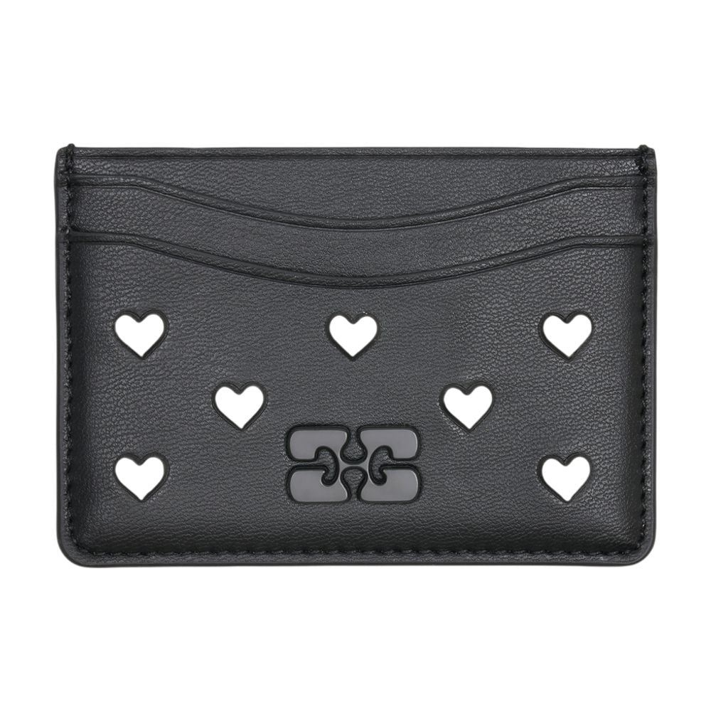 Kartenetui „Bou Hearts Studs“ – Ganni – Kunstleder – Schwarz