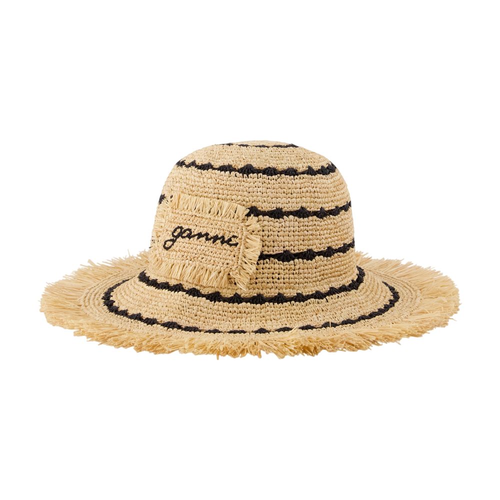 Stripe-Hut – „ Ganni “ – Raffia – Mehrfarbig