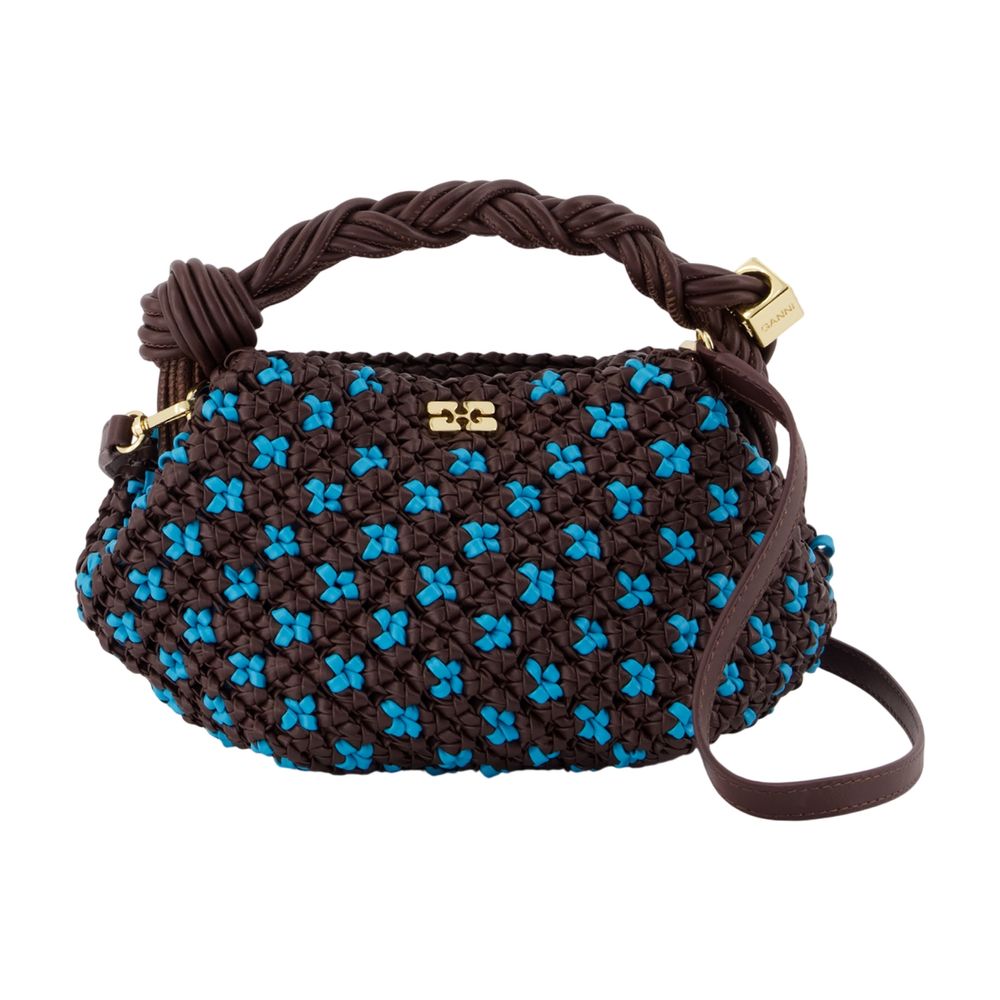 Handtasche „Bou Mini Braided“ – Ganni – Kunstleder – Braun/Blau