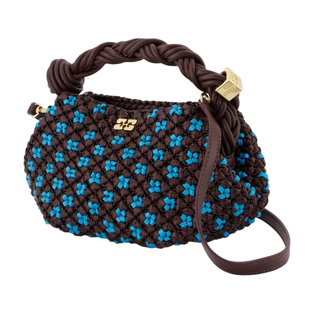 Handtasche „Bou Mini Braided“ – Ganni – Kunstleder – Braun/Blau