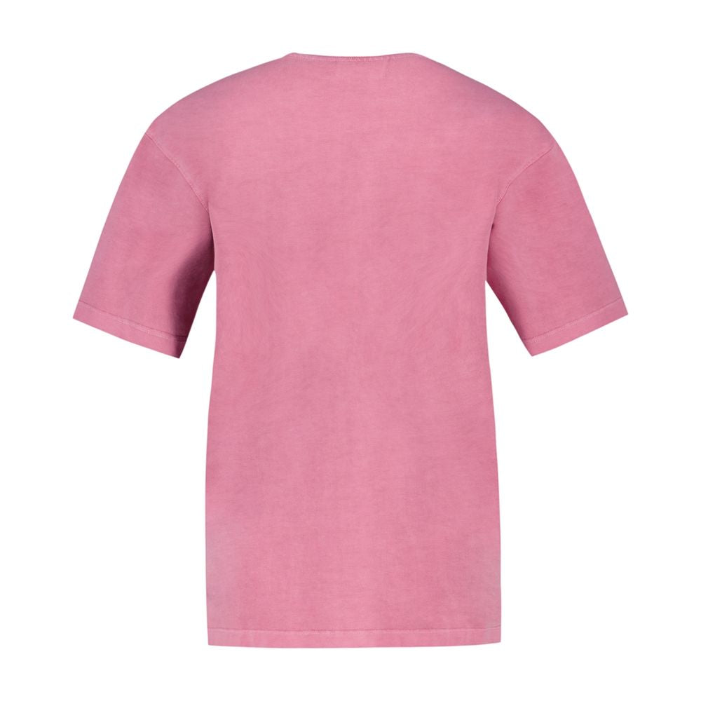 T-Shirt mit Stickerei – Ganni – Baumwolle – Rosa