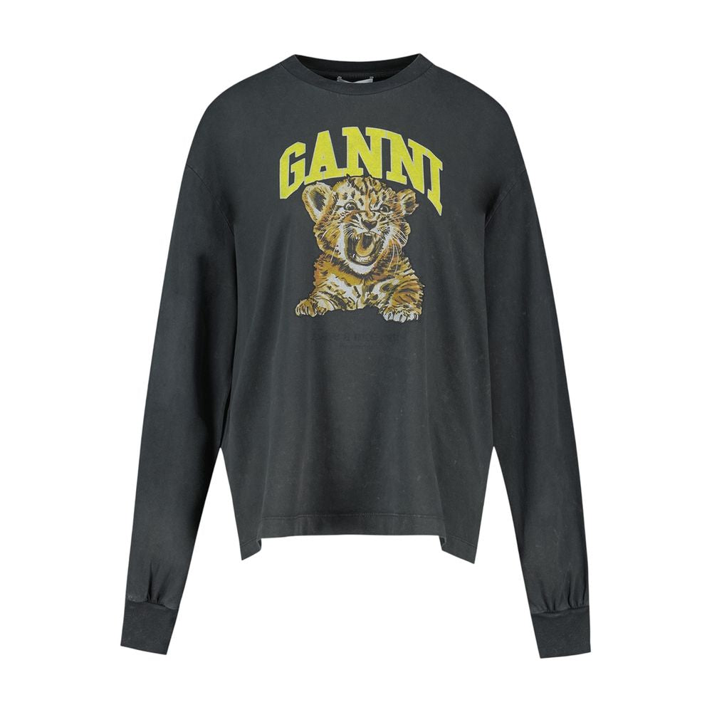 Future Longsleeve Tiger Sweatshirt – Ganni – Baumwolle – Schwarz