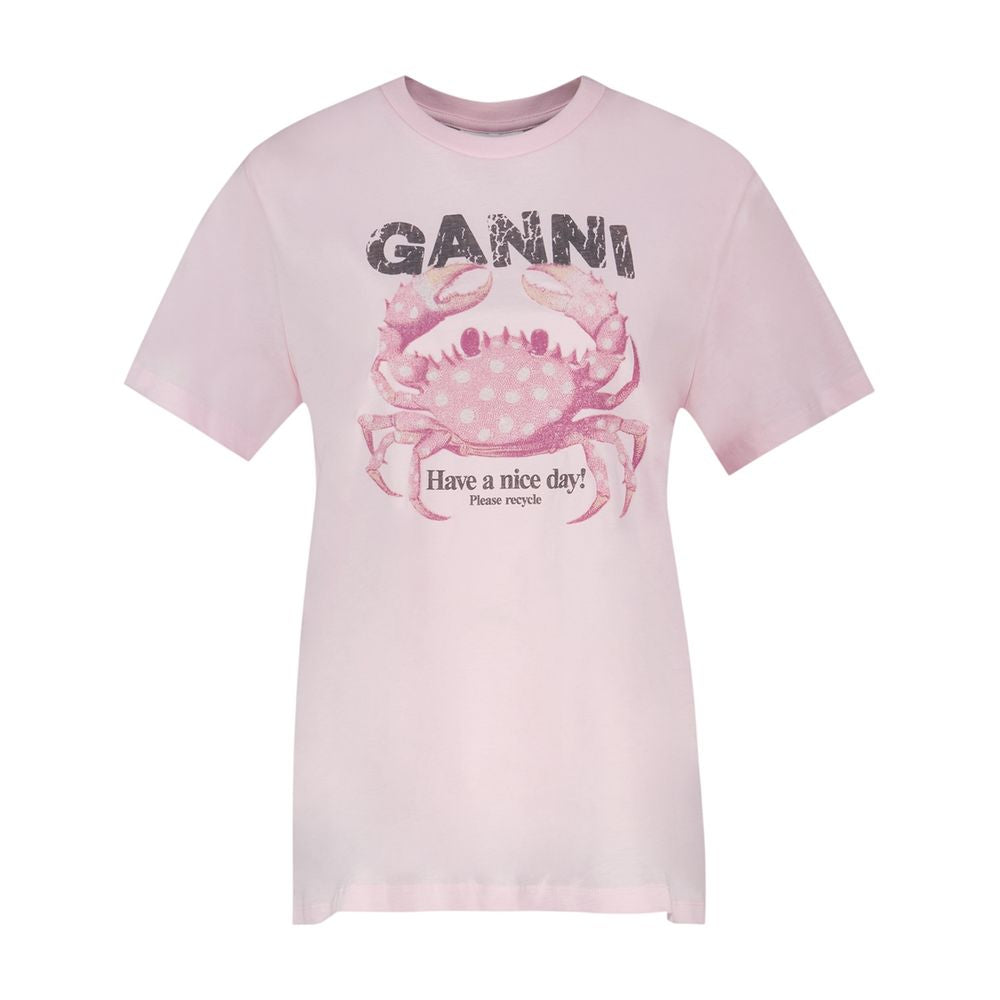Basic-T-Shirt – Ganni – Baumwolle – Rosa