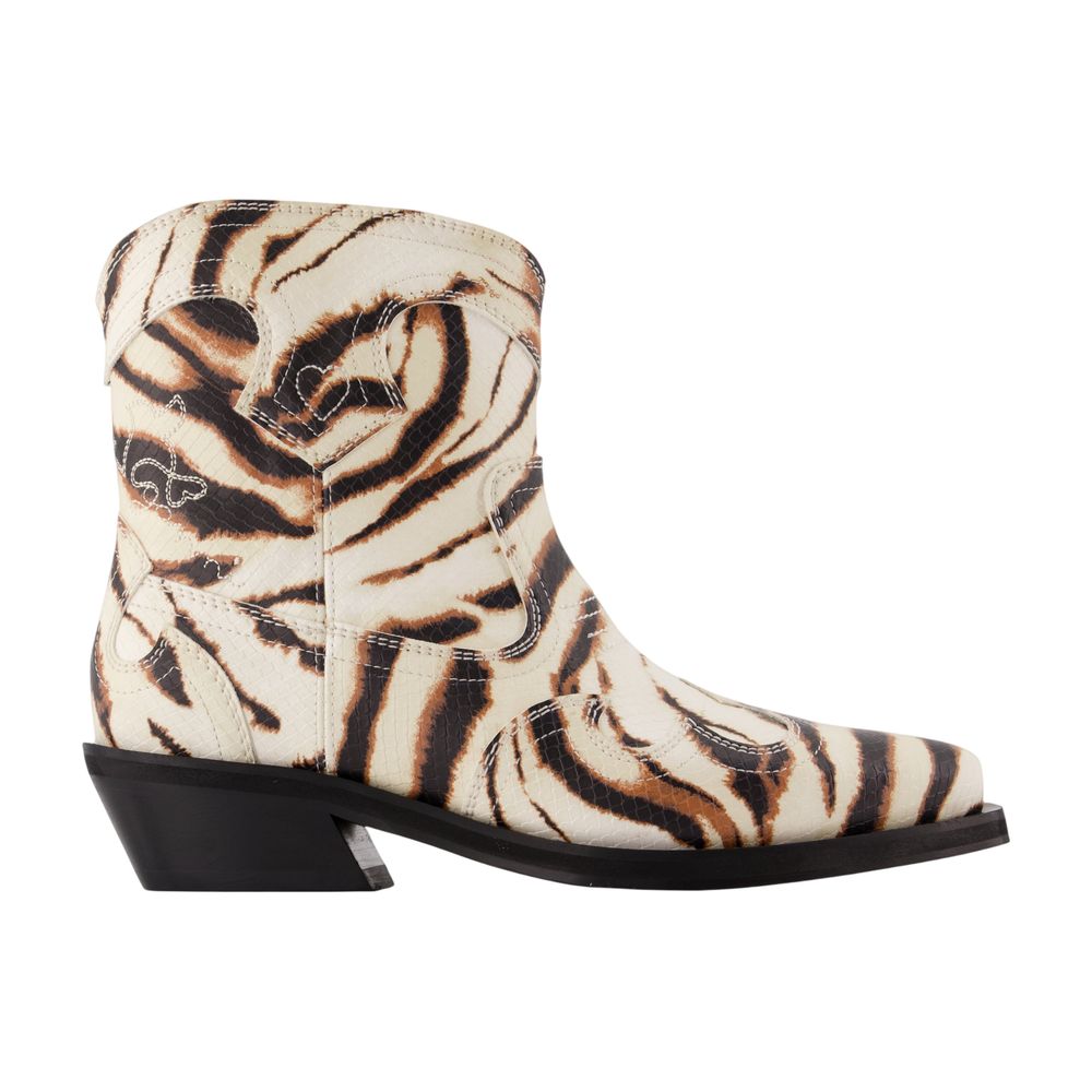 Western-Stiefeletten mit niedrigem Schaft – Ganni – Synthetik – Elfenbein