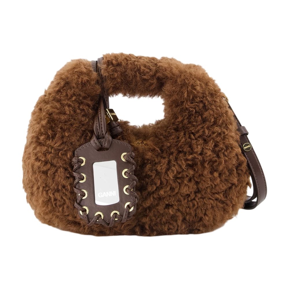 Hobo-Handtasche „Mini Curl“ – „ Ganni “ – Kunstleder – Braun