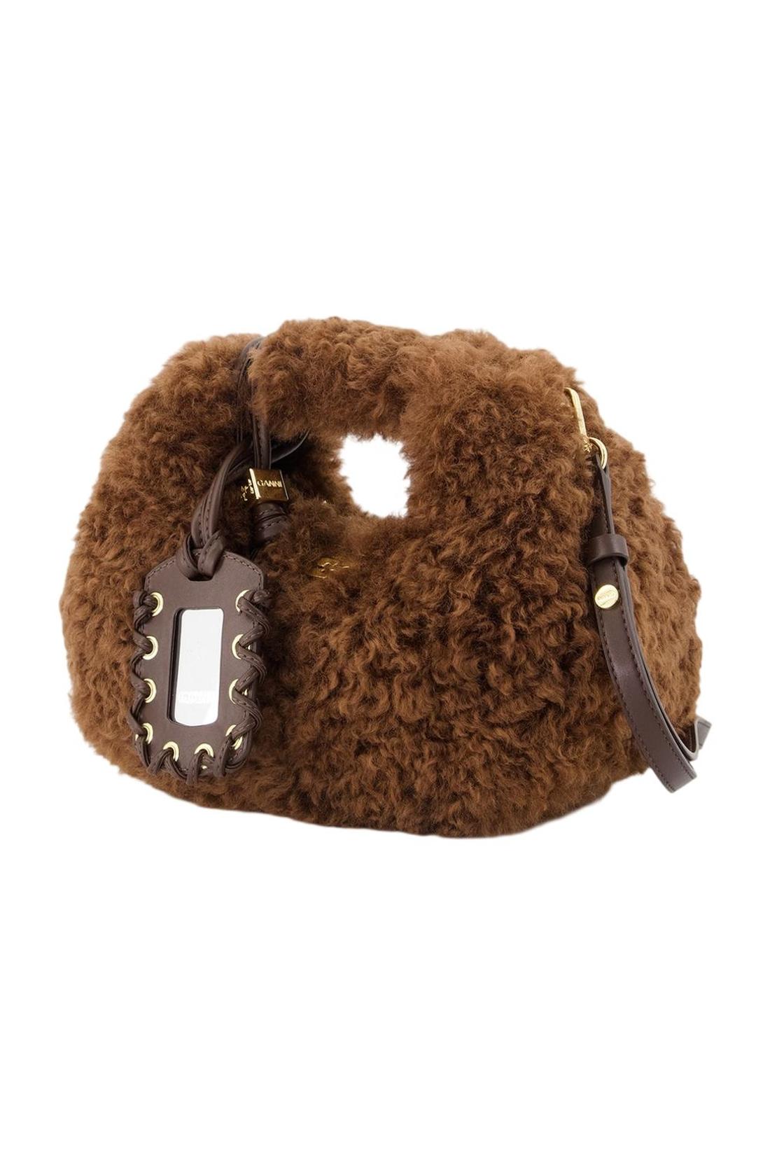 Hobo-Handtasche „Mini Curl“ – „ Ganni “ – Kunstleder – Braun