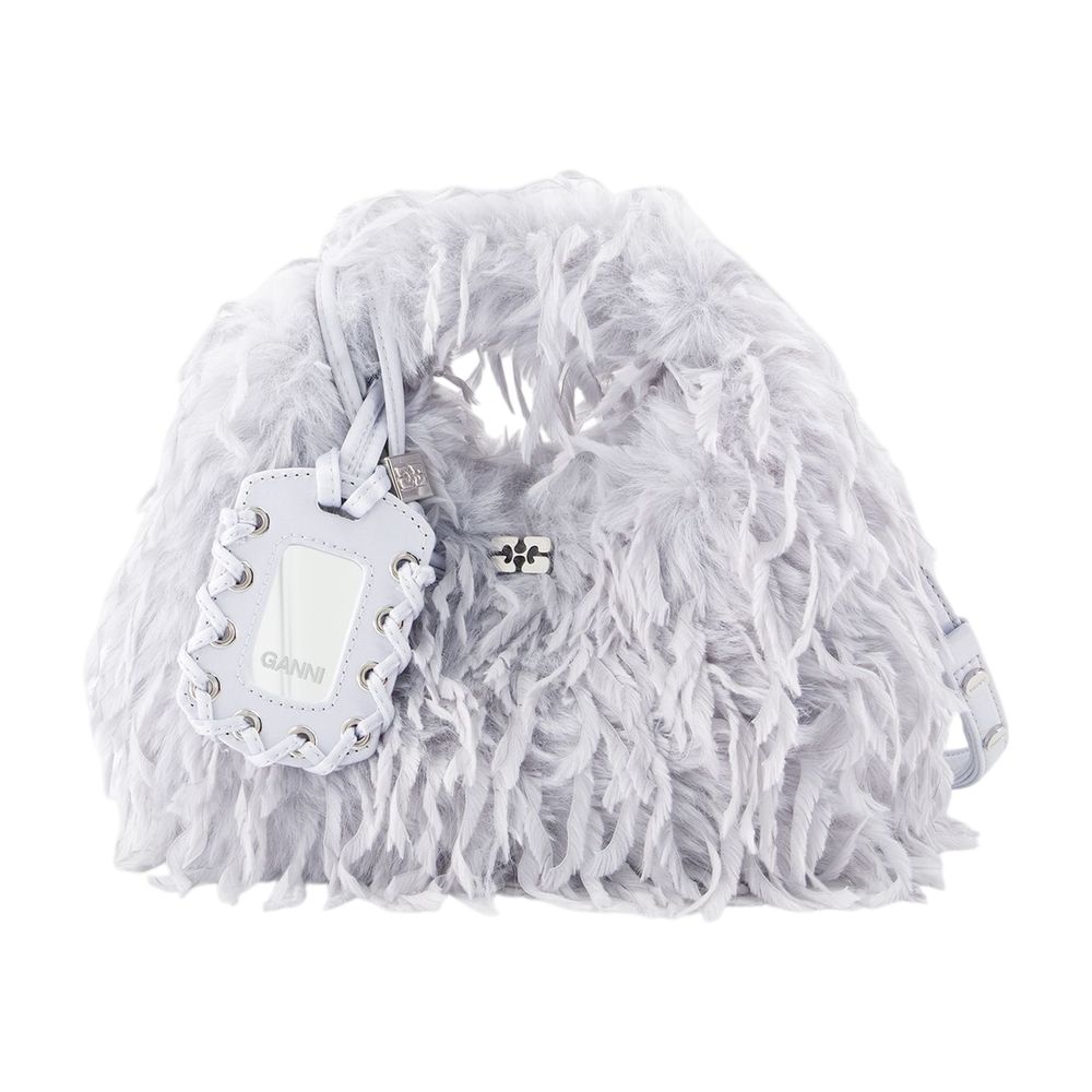 Mini-Hobo-Handtasche – „ Ganni “ – Kunstleder – Grau