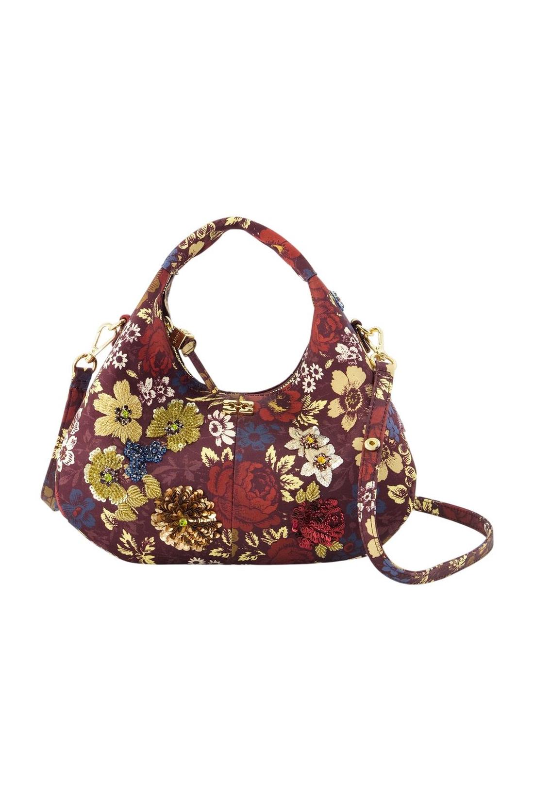 Mini-Hobo-Handtasche – „ Ganni “ – Kunstleder – Braun