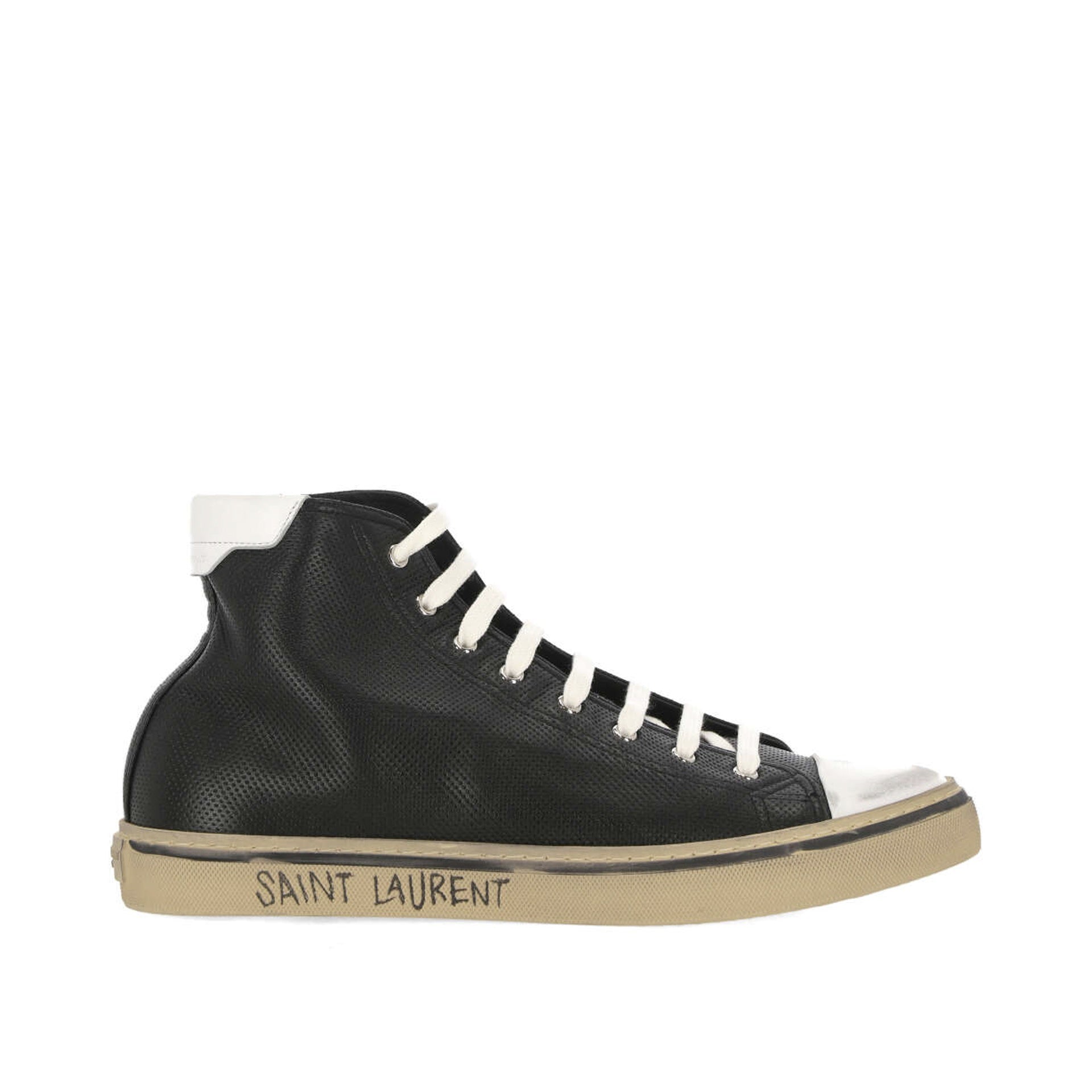 Saint Laurent-Saint Laurent Malibu Leather Sneakers-MEN SHOES-Black-Deal-Outlet-by-ARCHIVIST