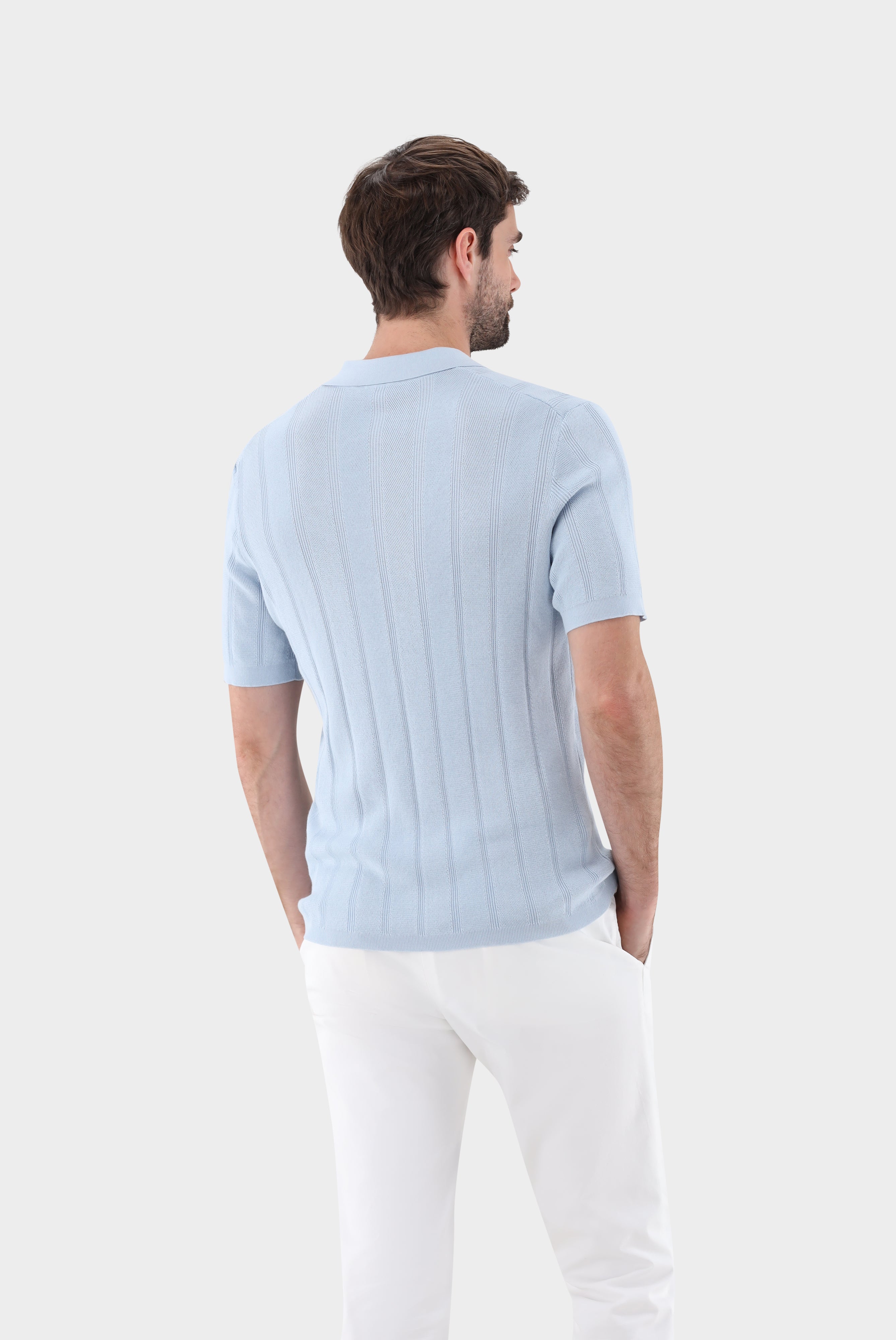 Van Laack-Strick Poloshirt mit Jacquard Streifen-Shirts-Black-Deal-Outlet-by-ARCHIVIST