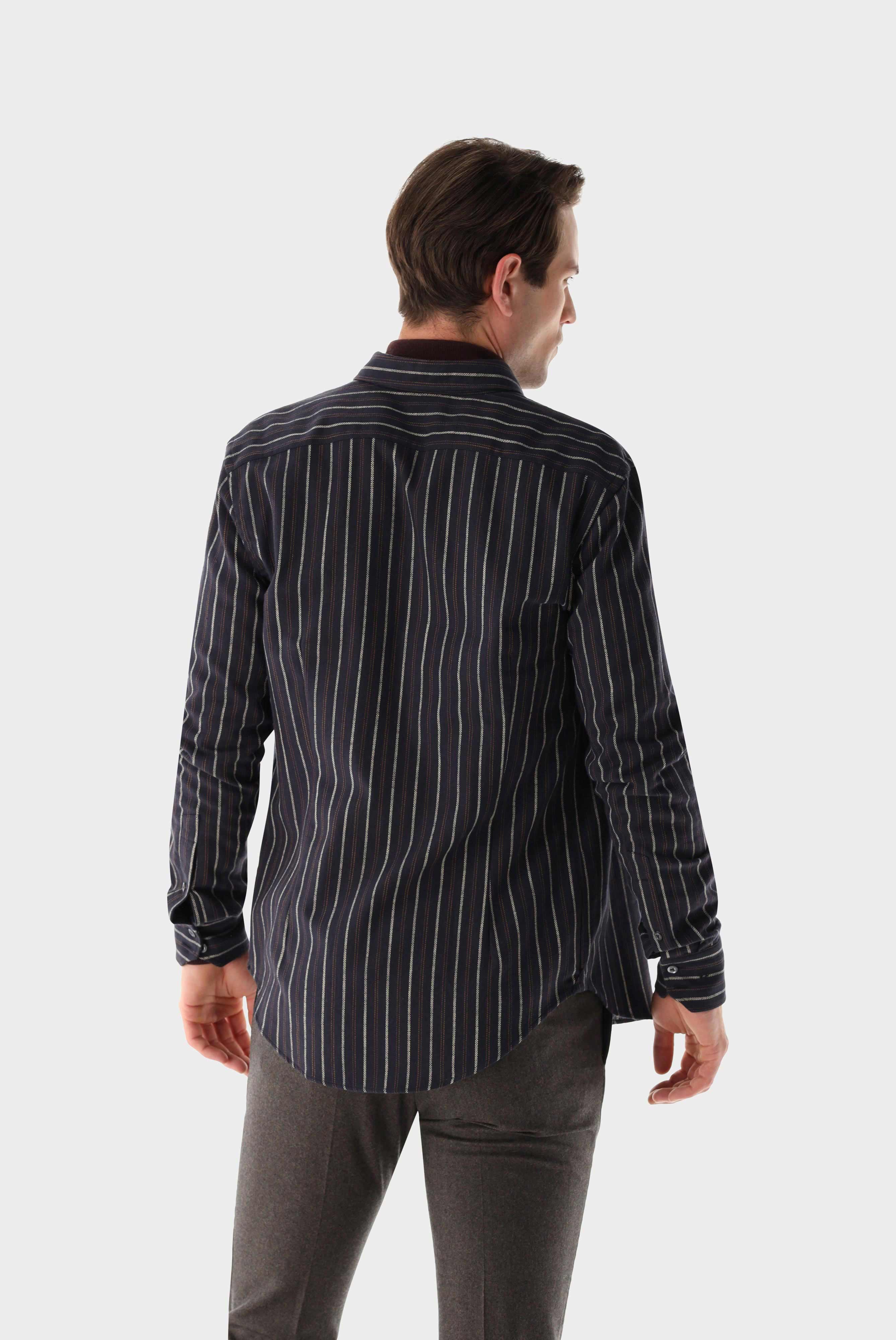 Gestreiftes Hemd mit Struktur Slim Fit