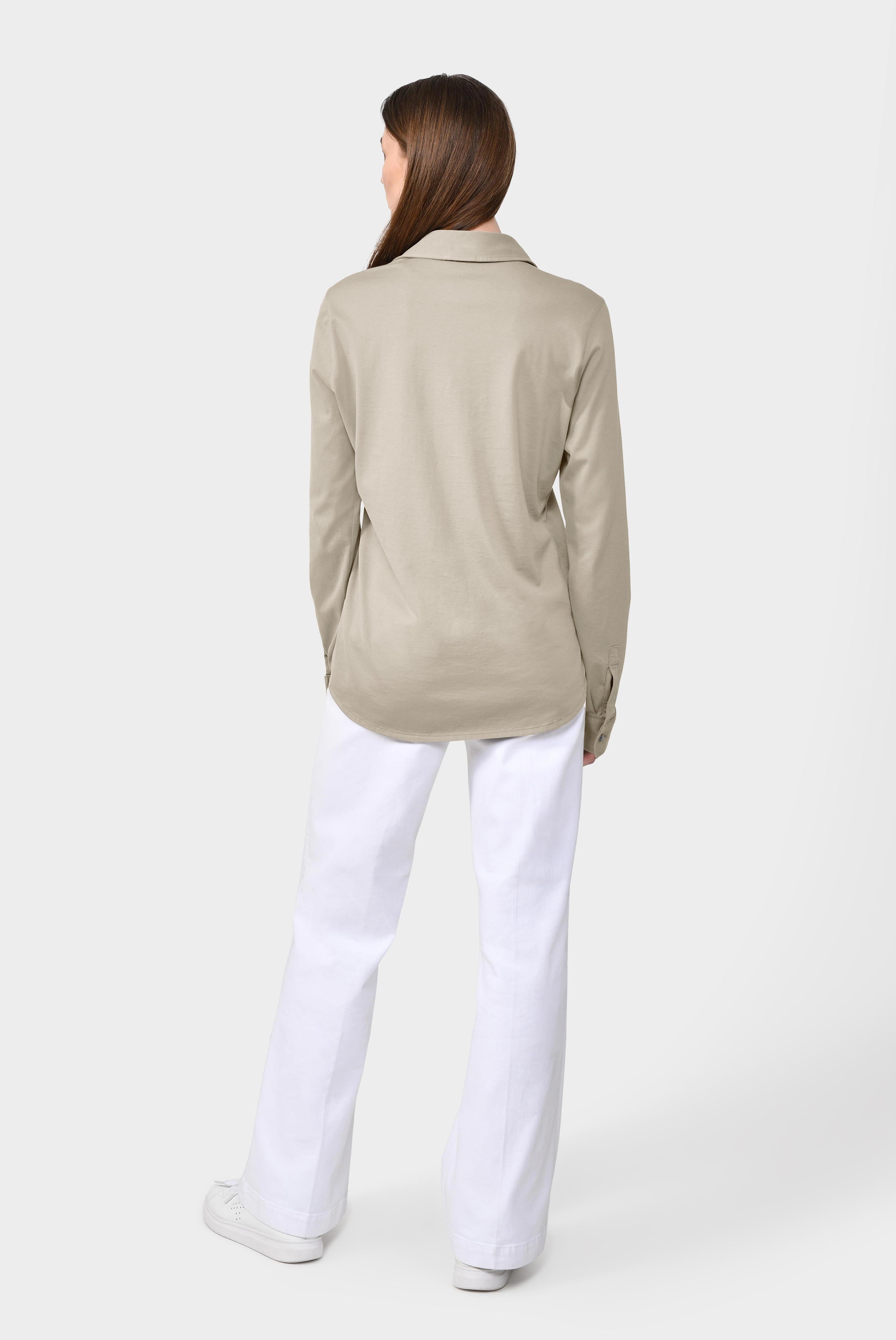 Hemdbluse aus Baumwolljersey Beige