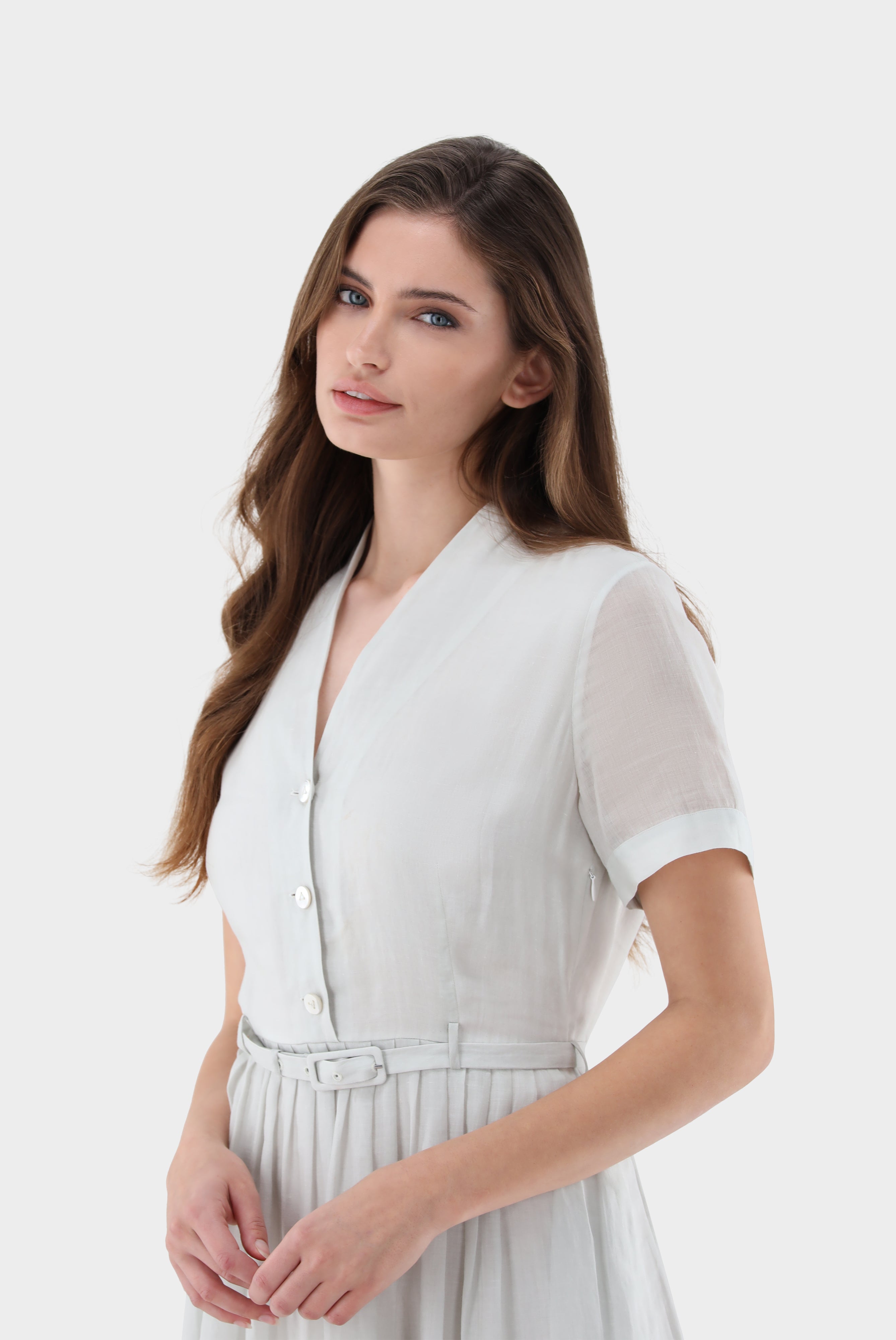 Van Laack-Midi-Kleid aus Leinen mit Blumendruck-Kleider & Röcke-Black-Deal-Outlet-by-ARCHIVIST