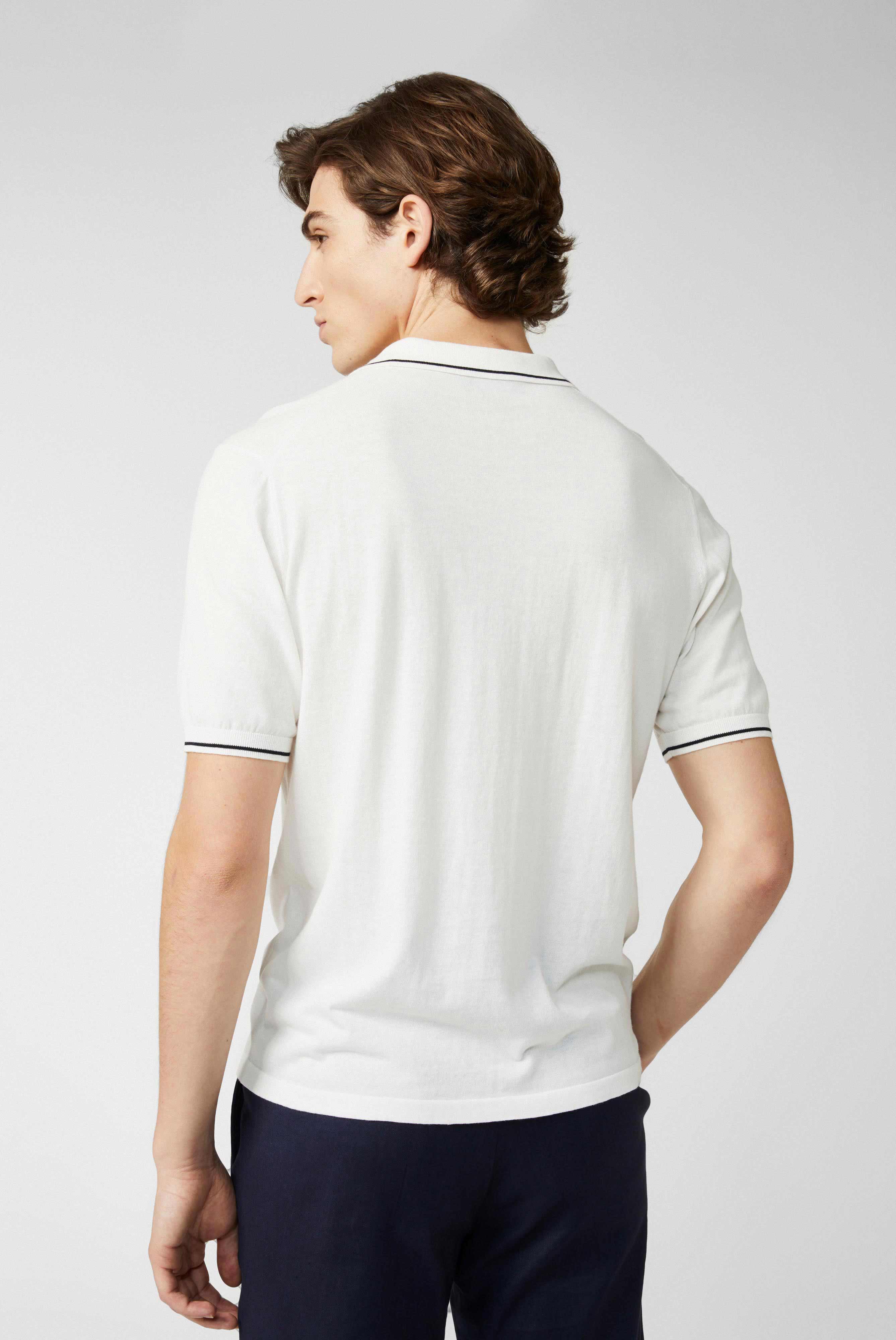 Van Laack-Strick Poloshirt aus Air Cotton mit V-Ausschnitt Offwhite-Shirts-Black-Deal-Outlet-by-ARCHIVIST