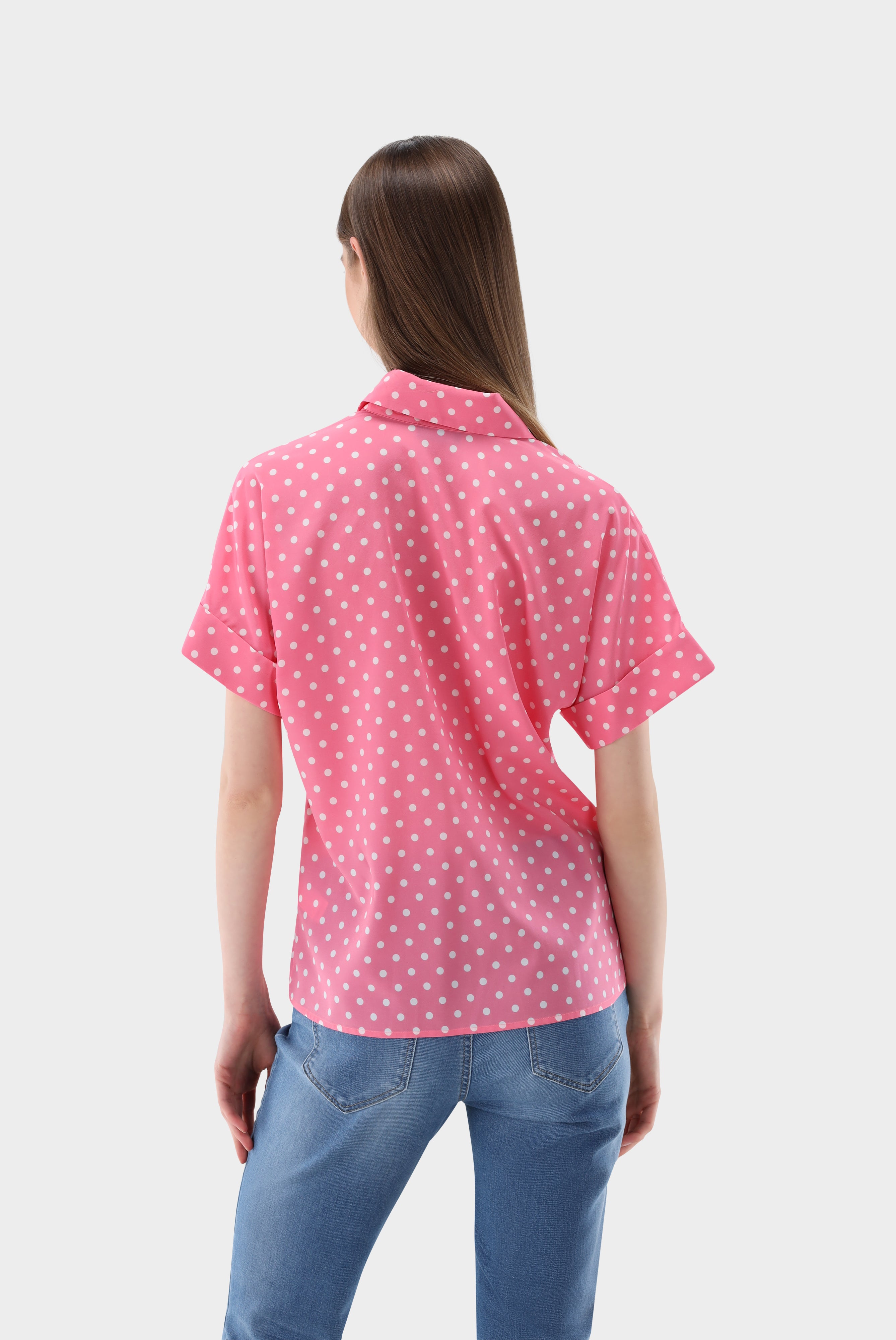 Kurzarm Bluse mit Punktedruck