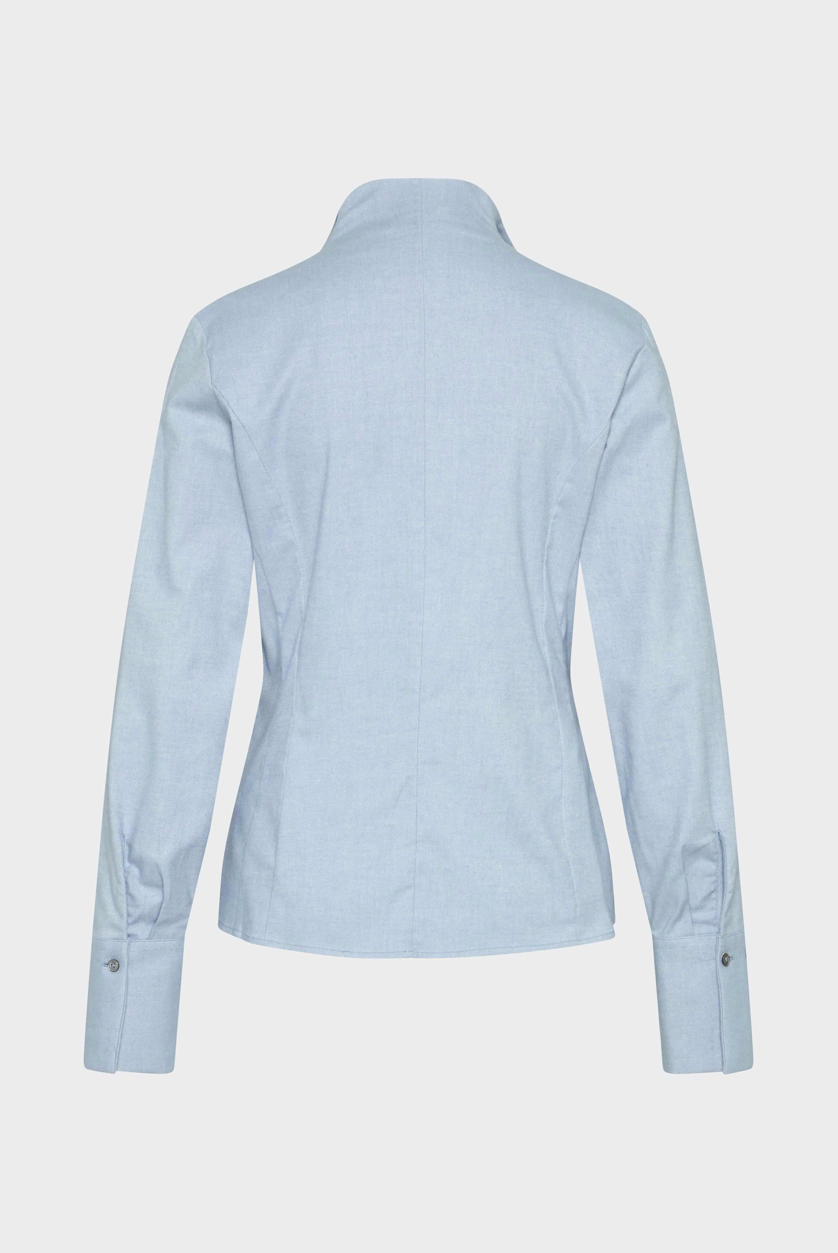 Twill stand-up collar blouse in brushed look, light blue