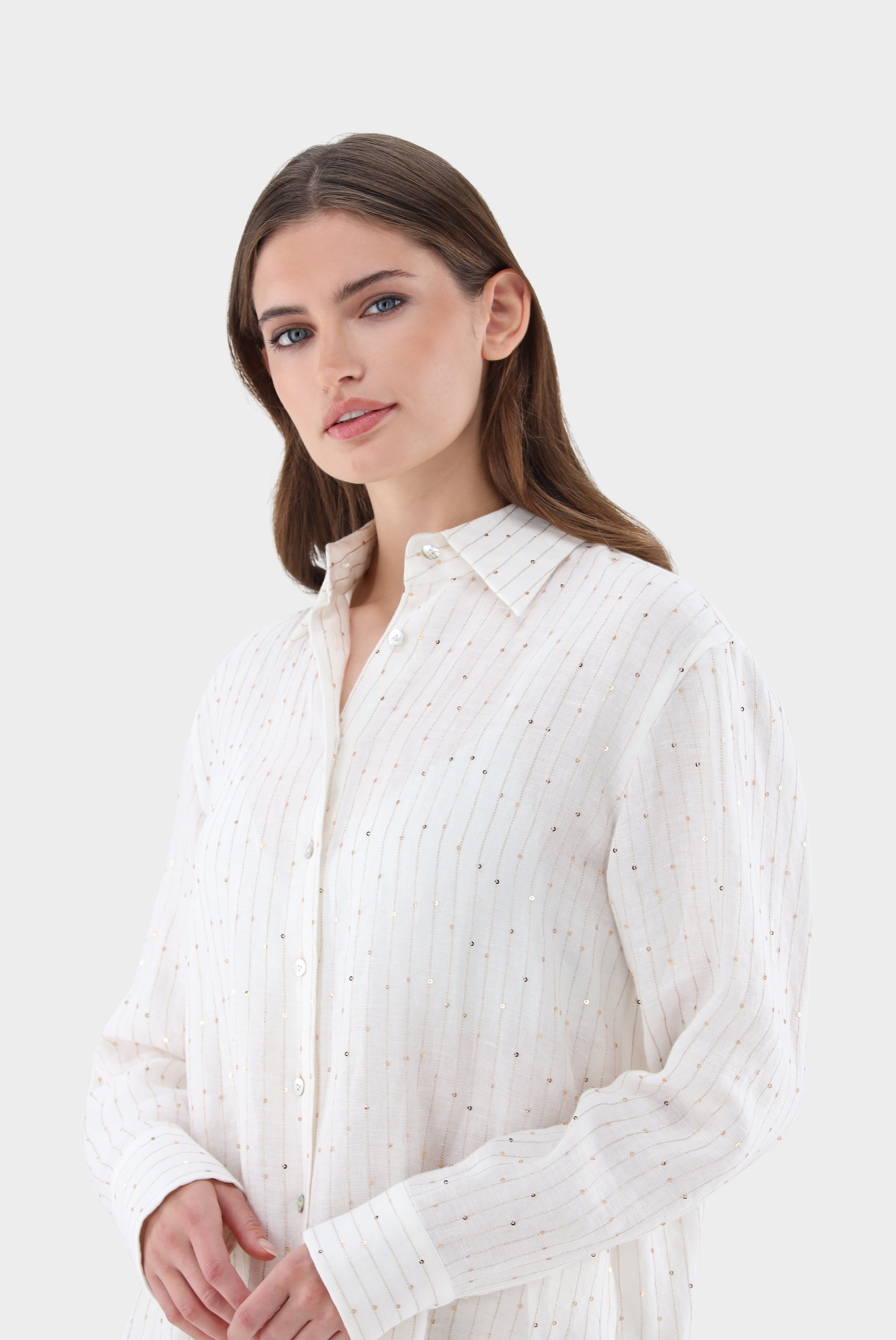 Van Laack-Loose Fit Hemdbluse mit Pailletten und Stickerei-Hemden & Blusen-Black-Deal-Outlet-by-ARCHIVIST