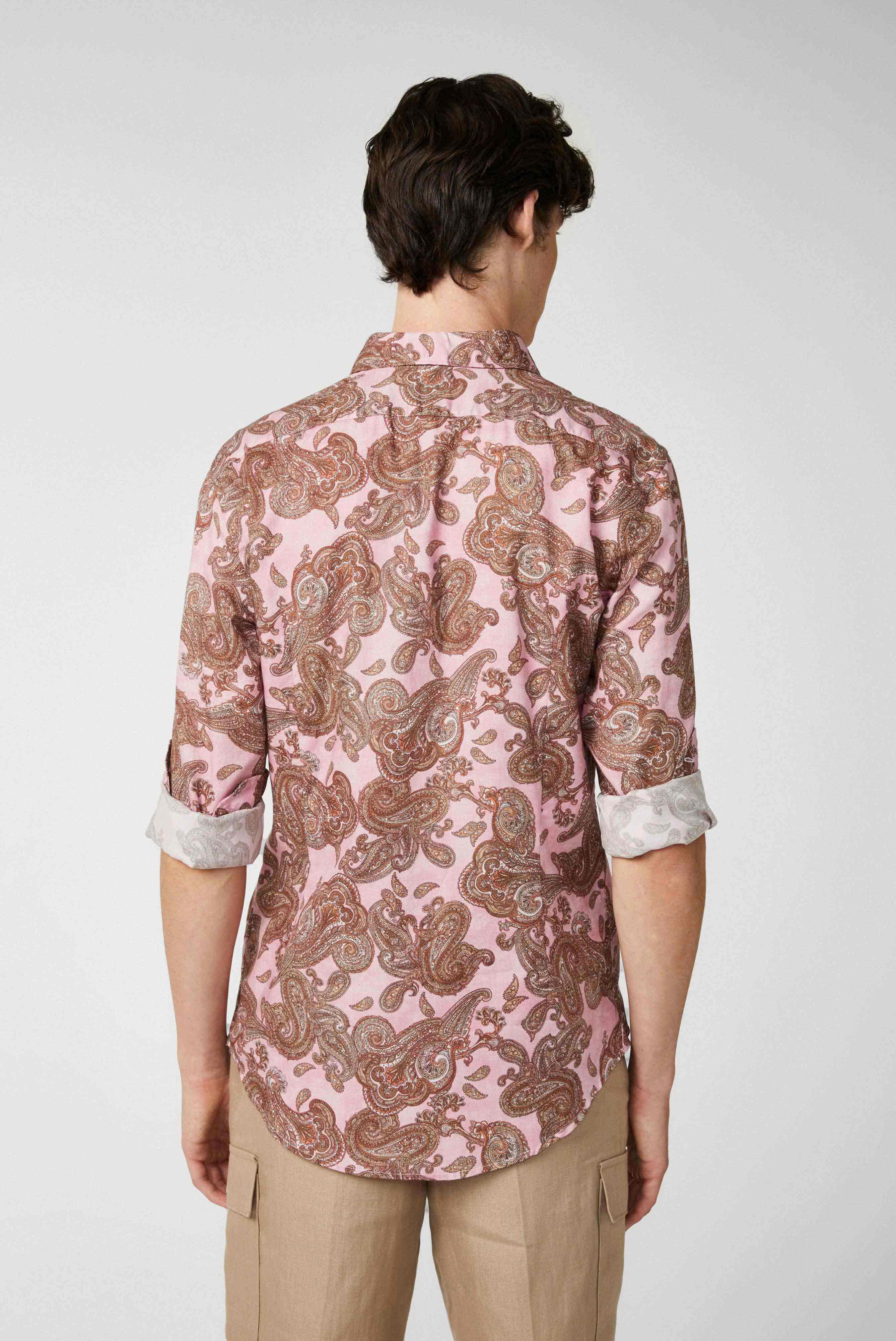 Van Laack-Strukturiertes Baumwollhemd mit Vintage Paisley-Druck und Paspeldetails-Hemden & Blusen-Black-Deal-Outlet-by-ARCHIVIST