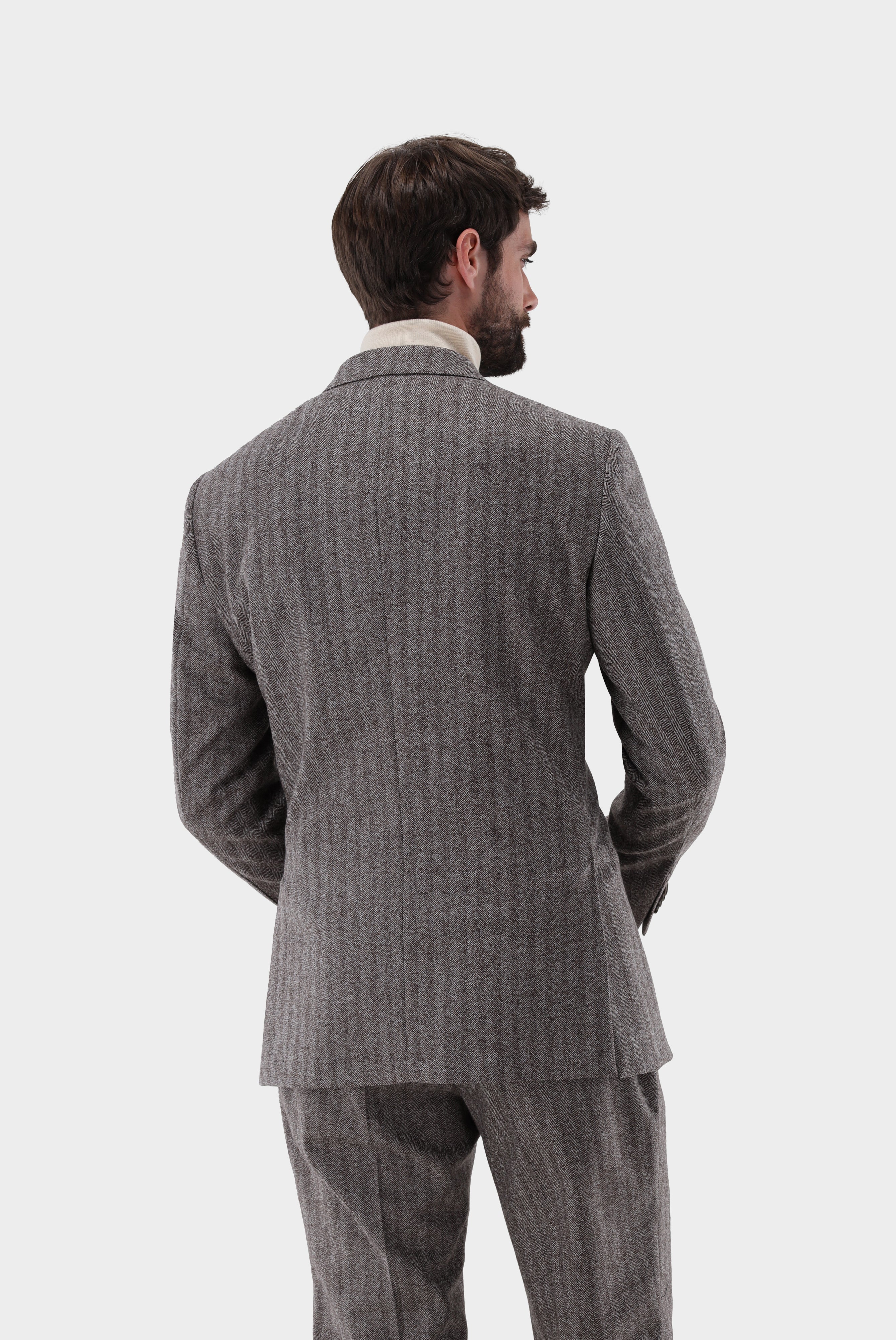 Sakko aus Wolle mit Fischgrät-Struktur