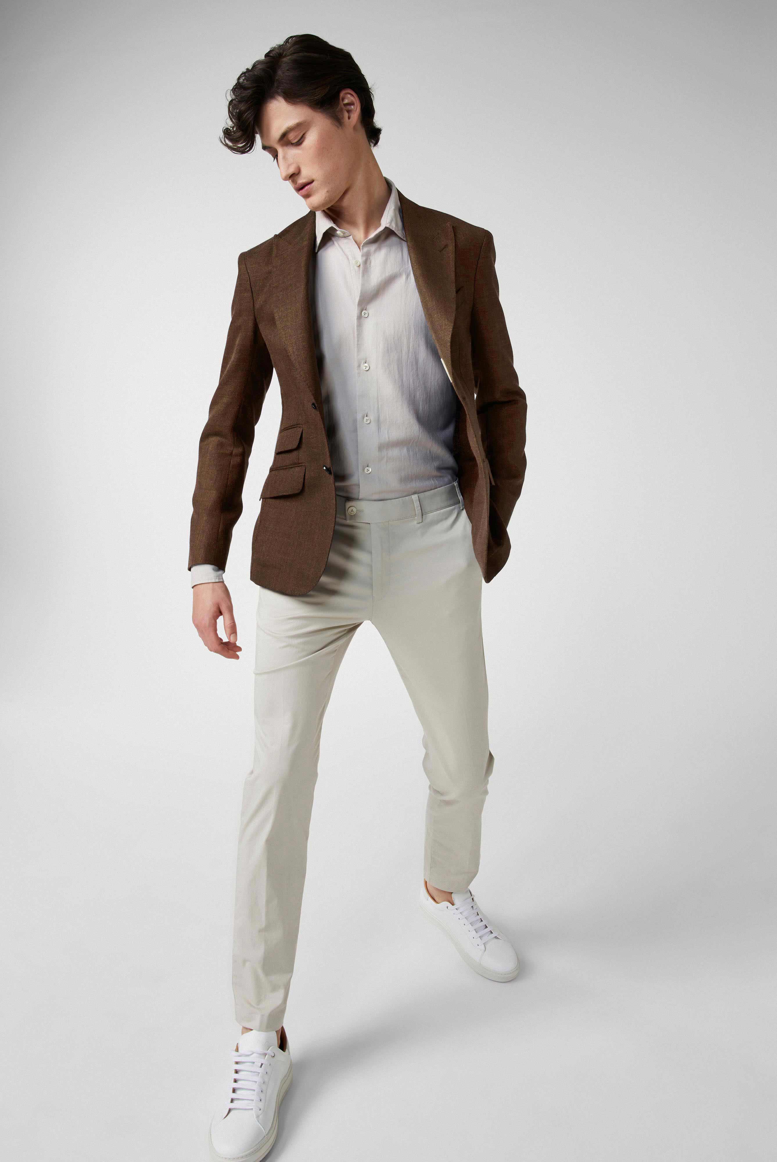 Van Laack-Strukturiertes Sakko aus Wolle mit modernem Spitzenrevers Beige-Jacken & Mäntel-Black-Deal-Outlet-by-ARCHIVIST