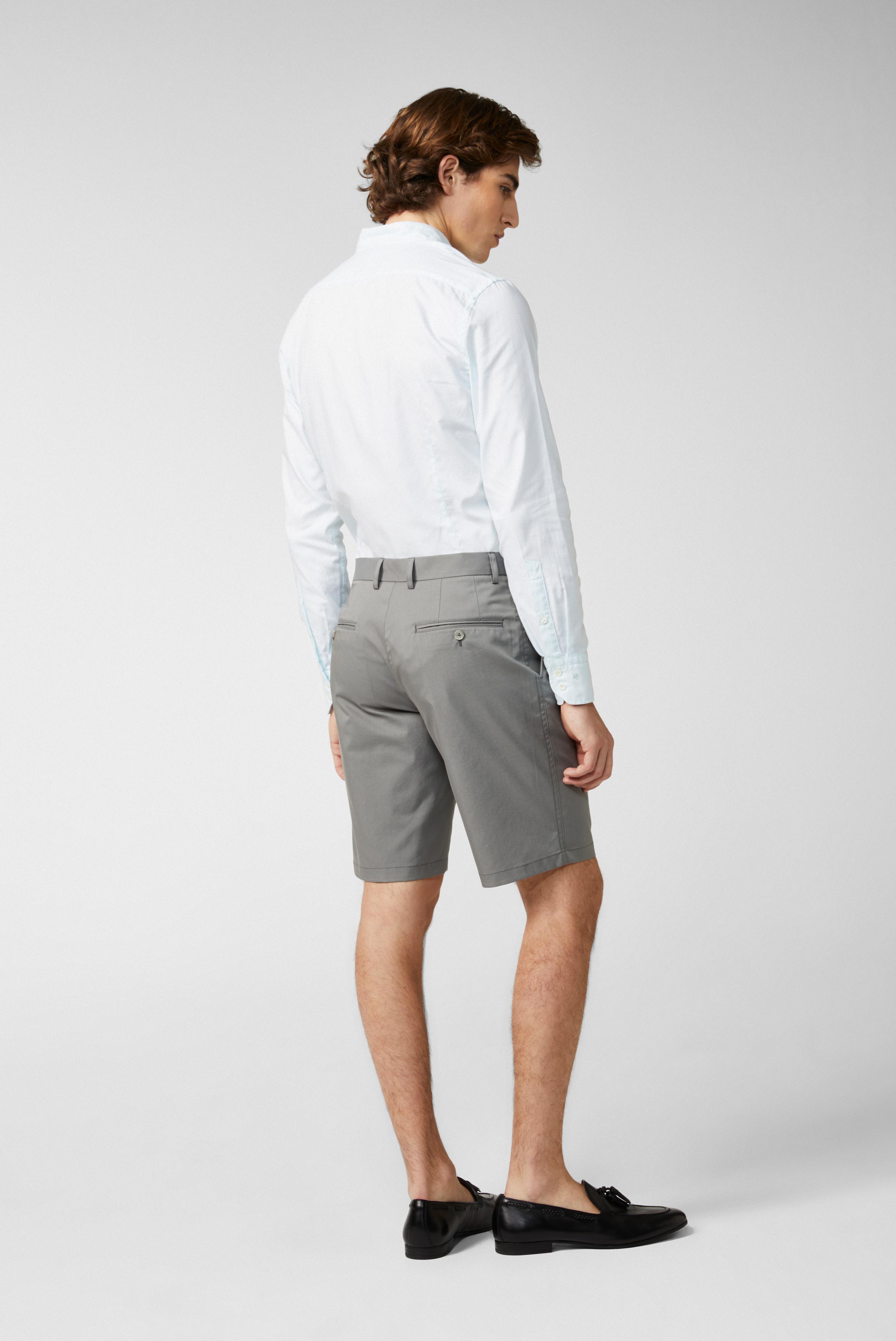 Slim fit cotton stretch shorts, grey