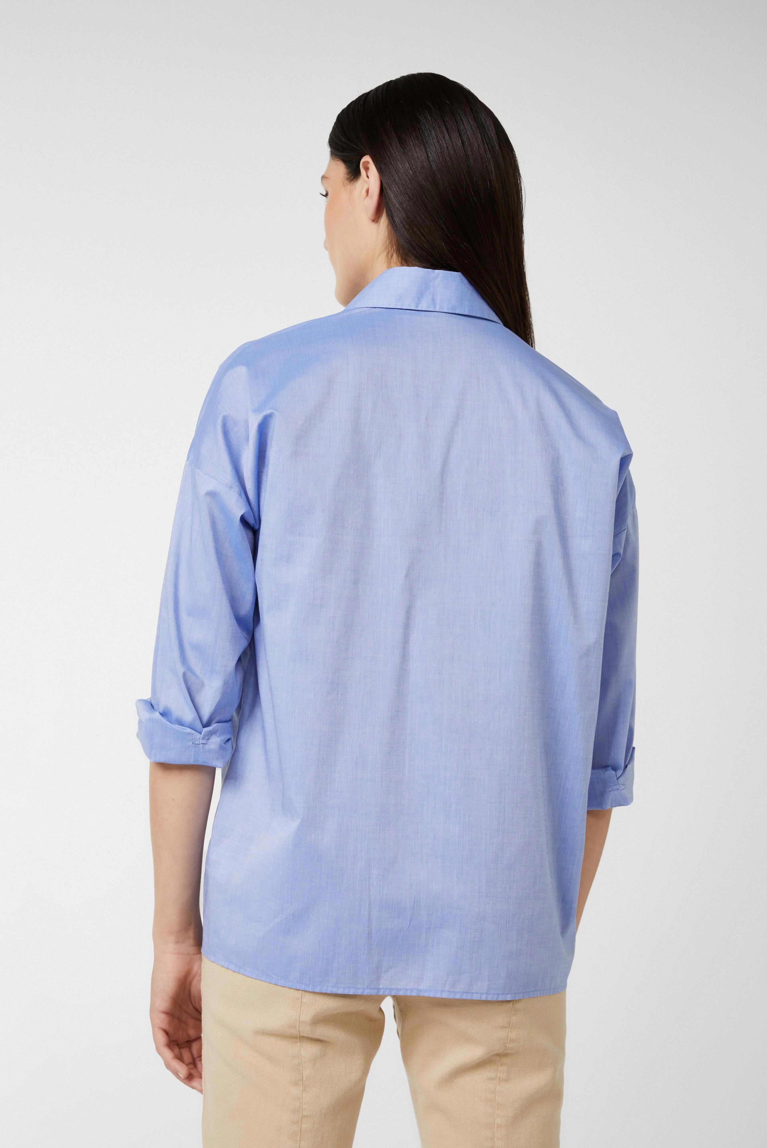 Van Laack-Popeline-Hemdbluse mit überschnittenen Schultern Blau-Hemden & Blusen-Black-Deal-Outlet-by-ARCHIVIST