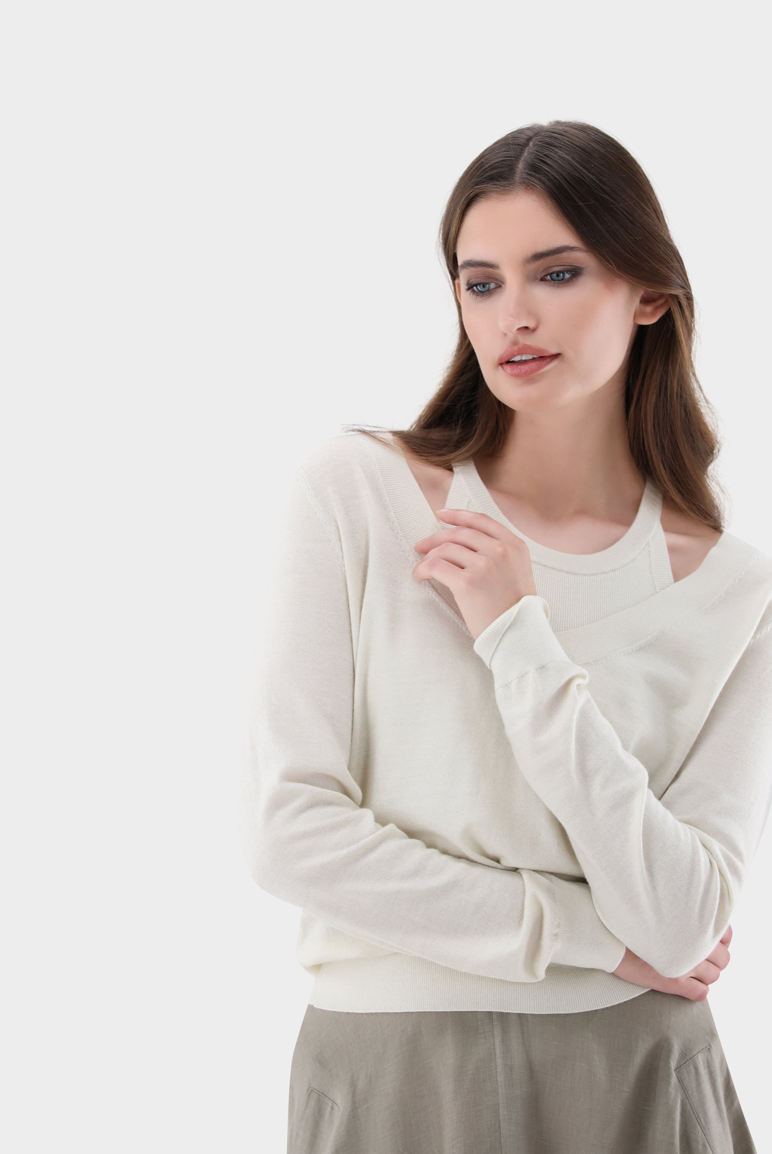 Van Laack-Pullover mit V-Ausschnitt aus Merino und Lamé-Strick & Pullover-Black-Deal-Outlet-by-ARCHIVIST