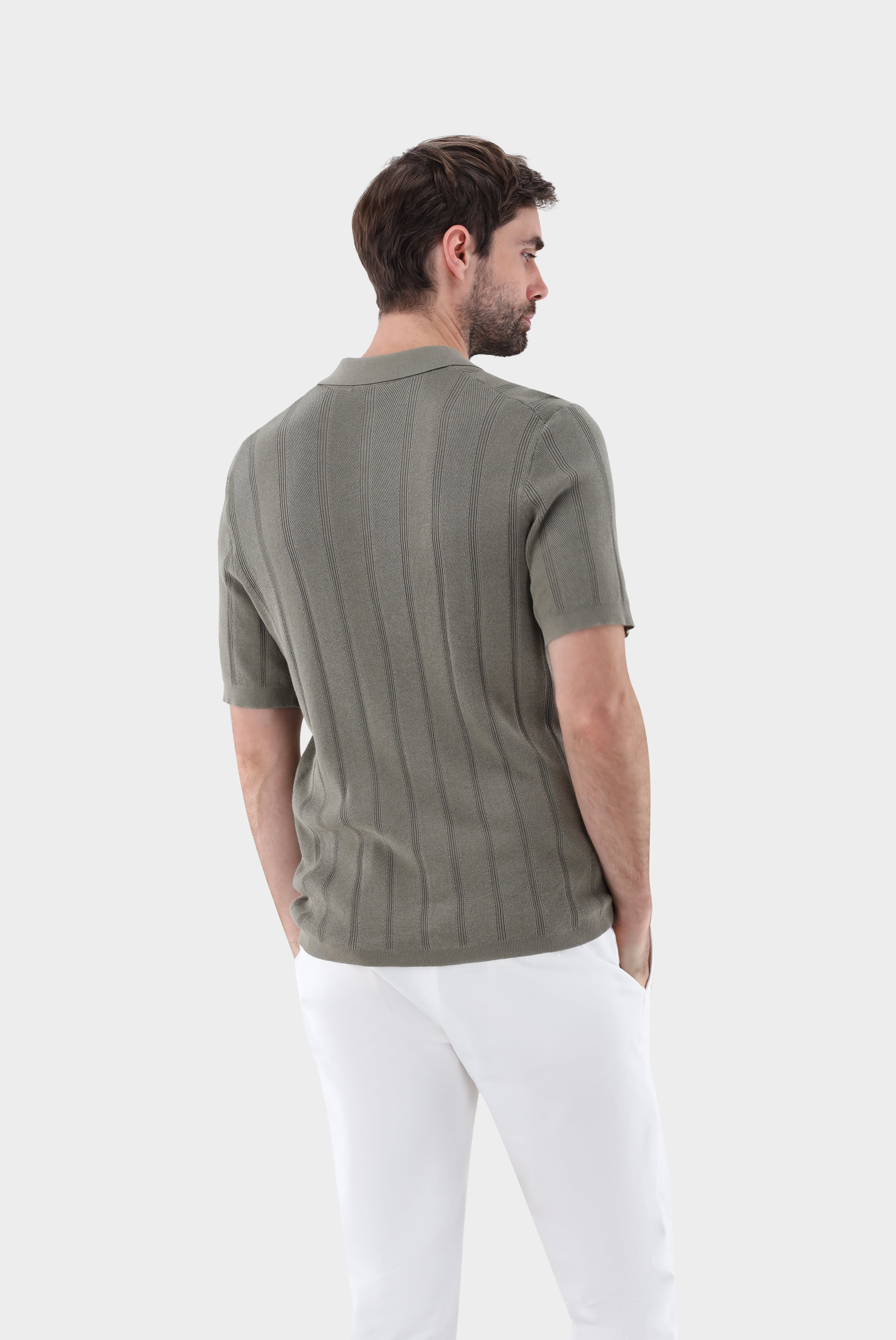 Van Laack-Strick Poloshirt mit Jacquard Streifen-Shirts-Black-Deal-Outlet-by-ARCHIVIST