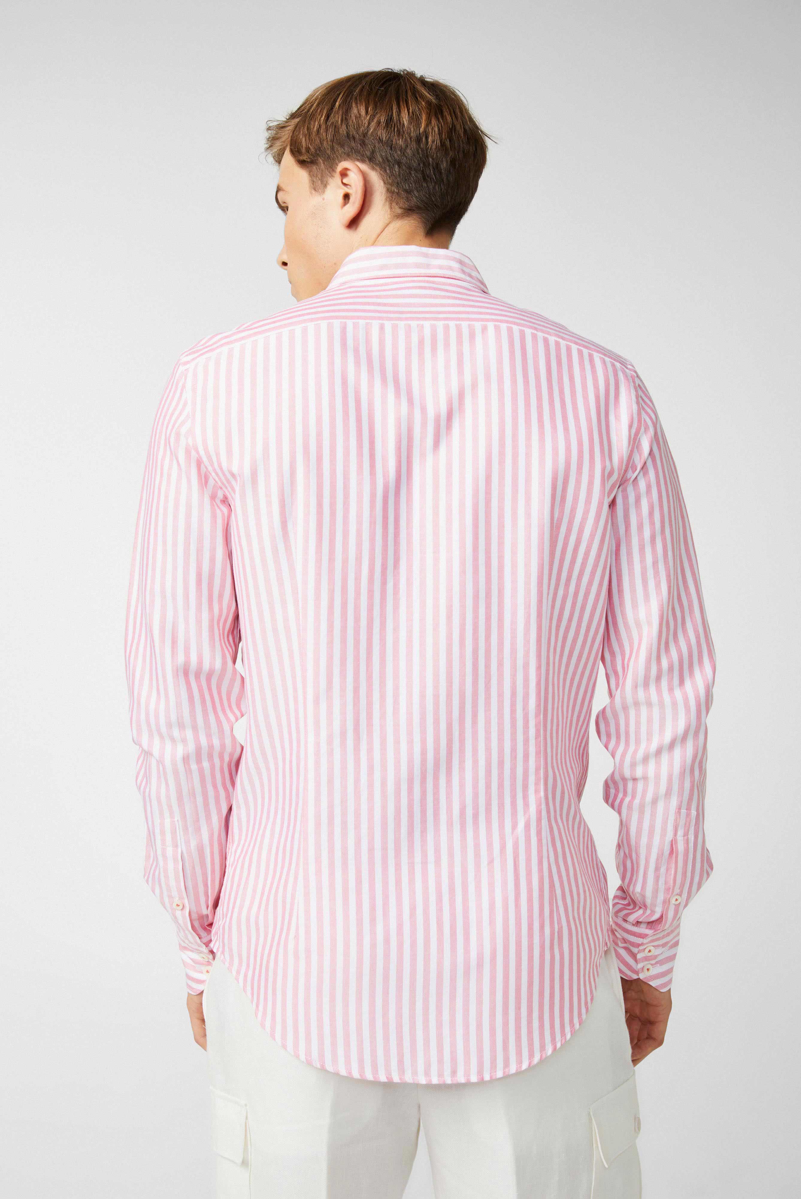 Klassisches Streifenhemd mit Fine-Oxford Waschung Koralle