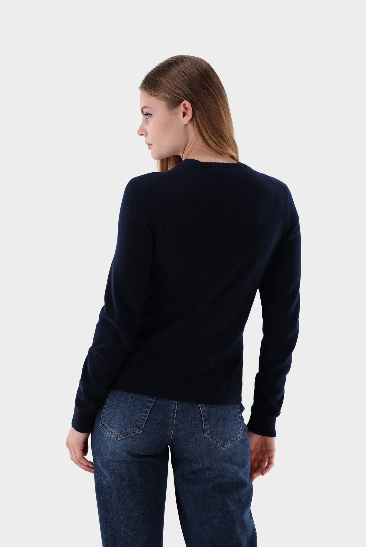 Kaschmir Strickjacke mit Rundhalsausschnitt