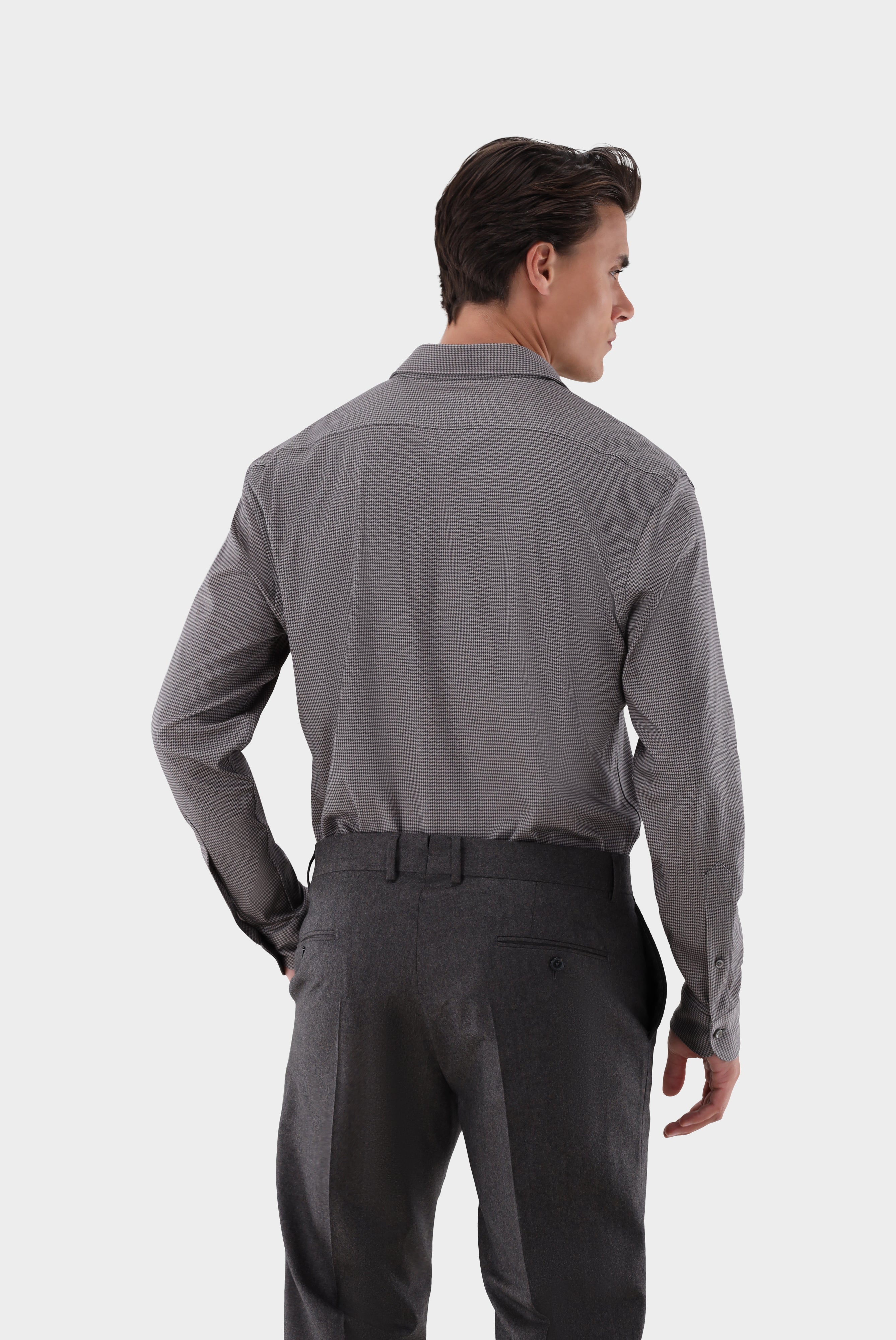 Jersey Hemd aus Schweizer Baumwolle mit Hahnentritt-Muster