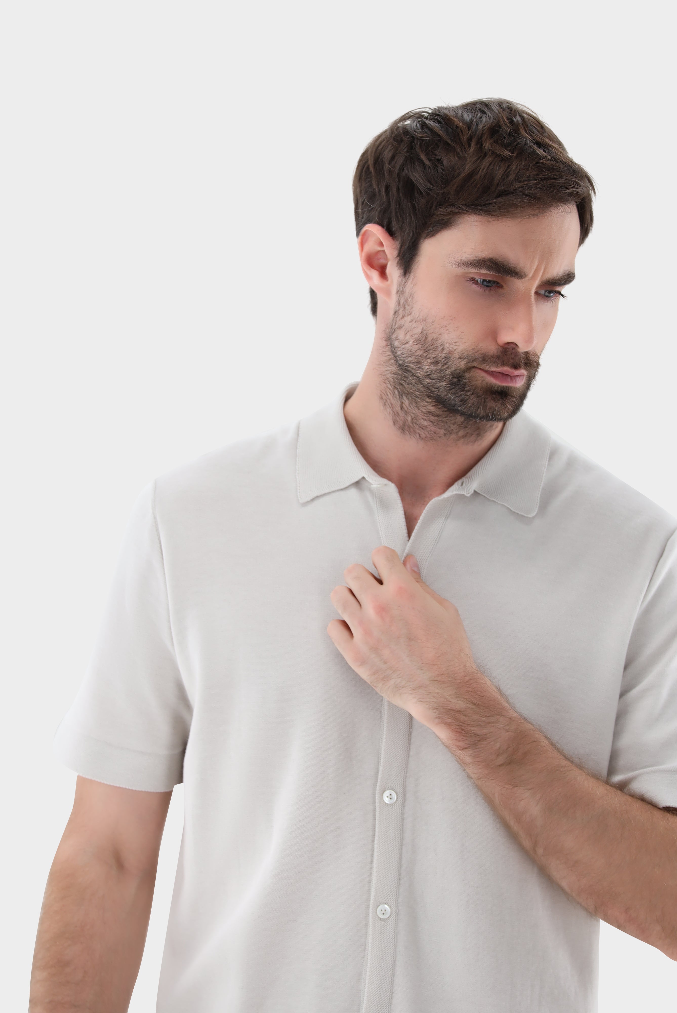 Van Laack-Kurzarm Strick Hemd aus Air Cotton-Shirts-Black-Deal-Outlet-by-ARCHIVIST