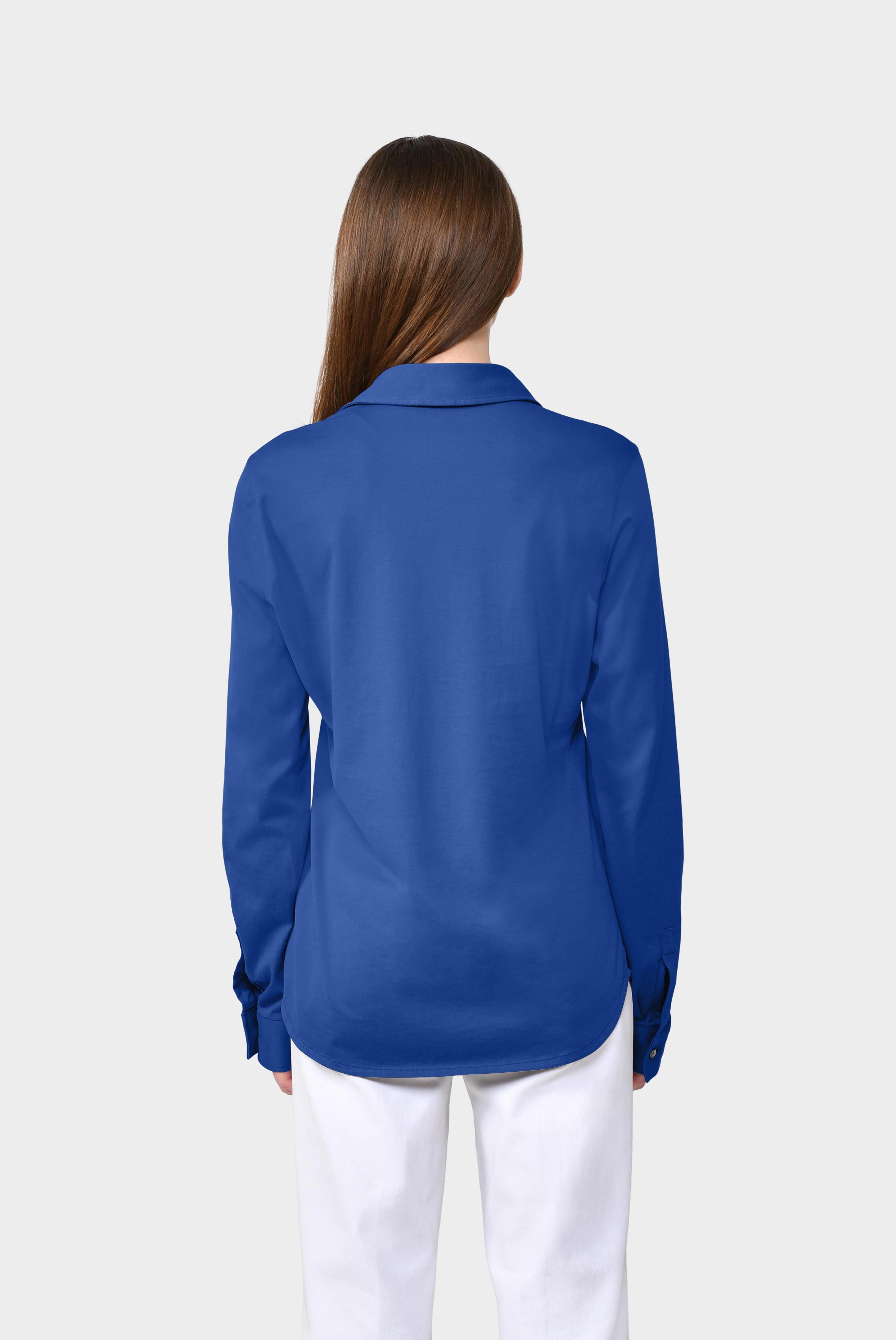 Cotton jersey shirt blouse, beige