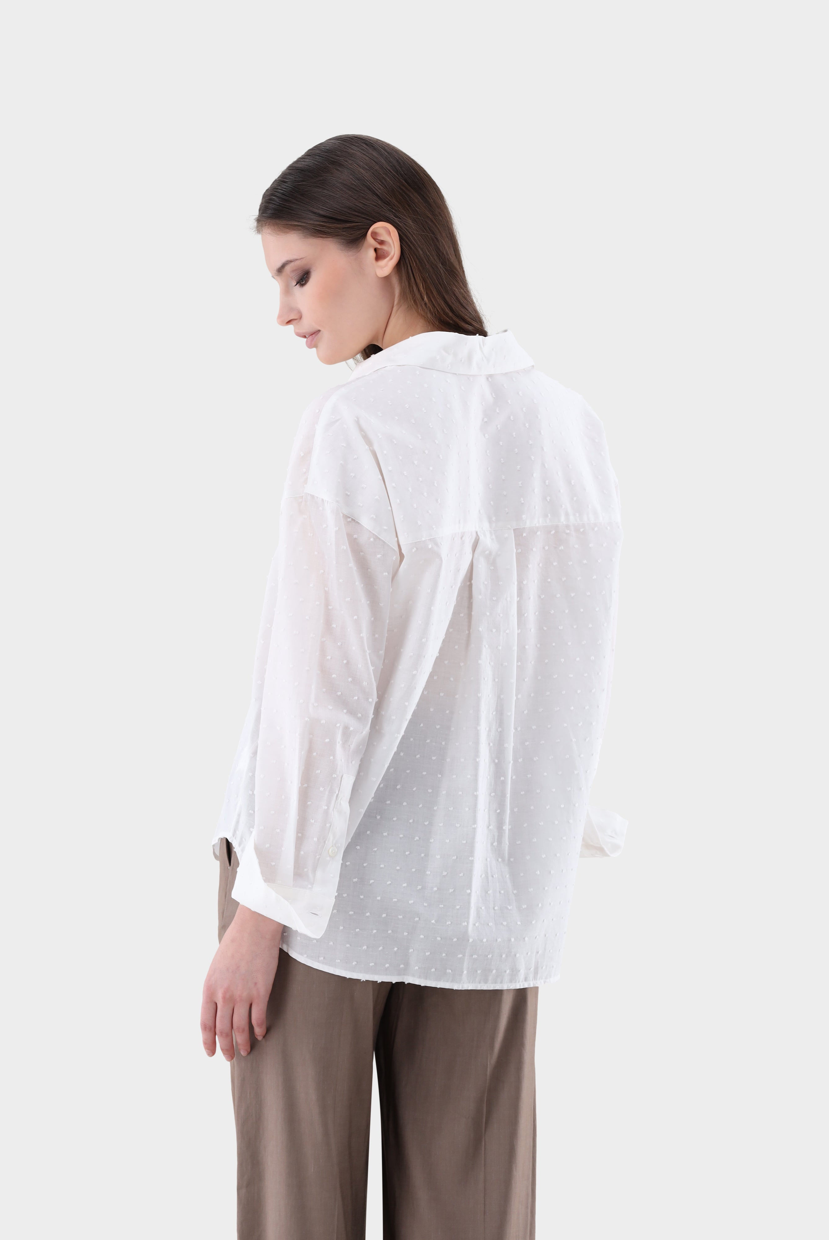 Shirt blouse with dropped shoulders