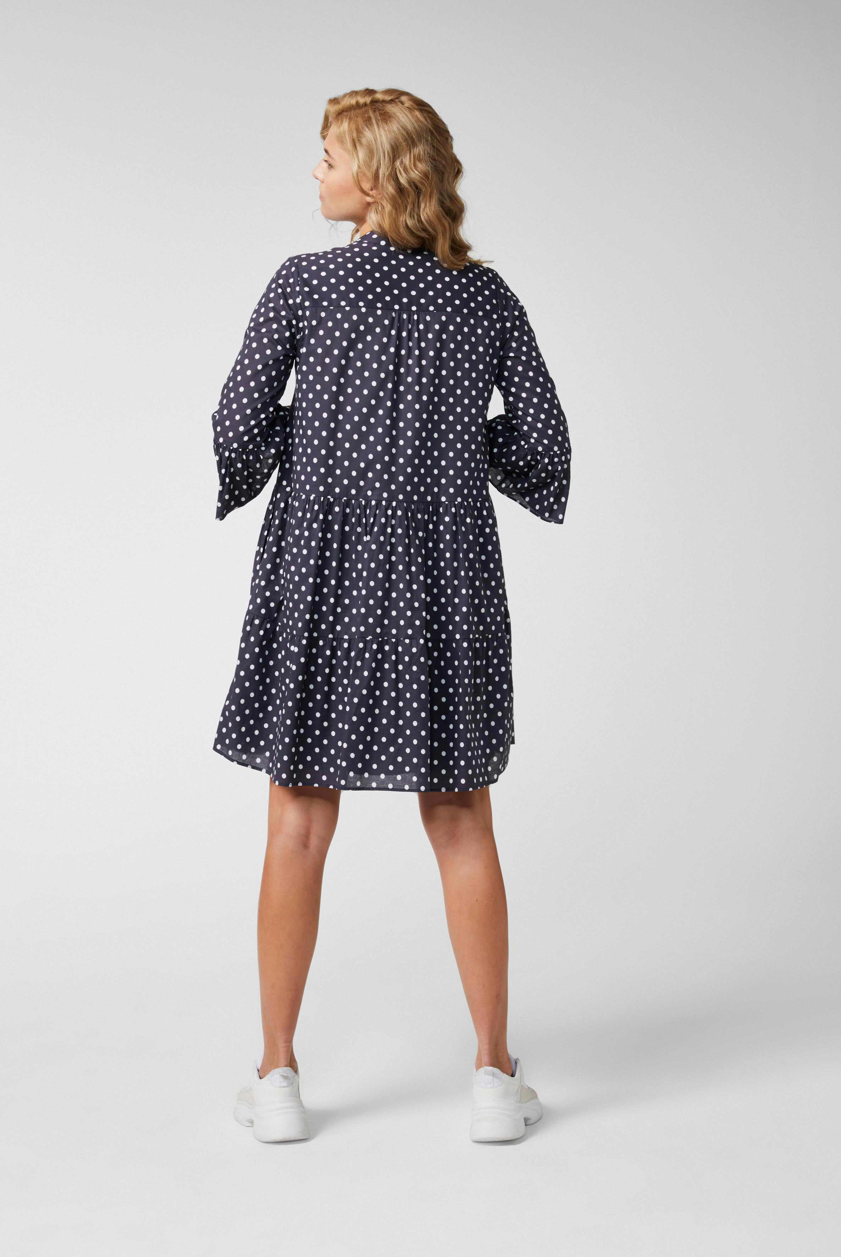 Van Laack-Mini-Slip-on-Kleid mit Godet-Details aus Baumwoll-Voile mit Punktdruck Blau-Kleider & Röcke-Black-Deal-Outlet-by-ARCHIVIST