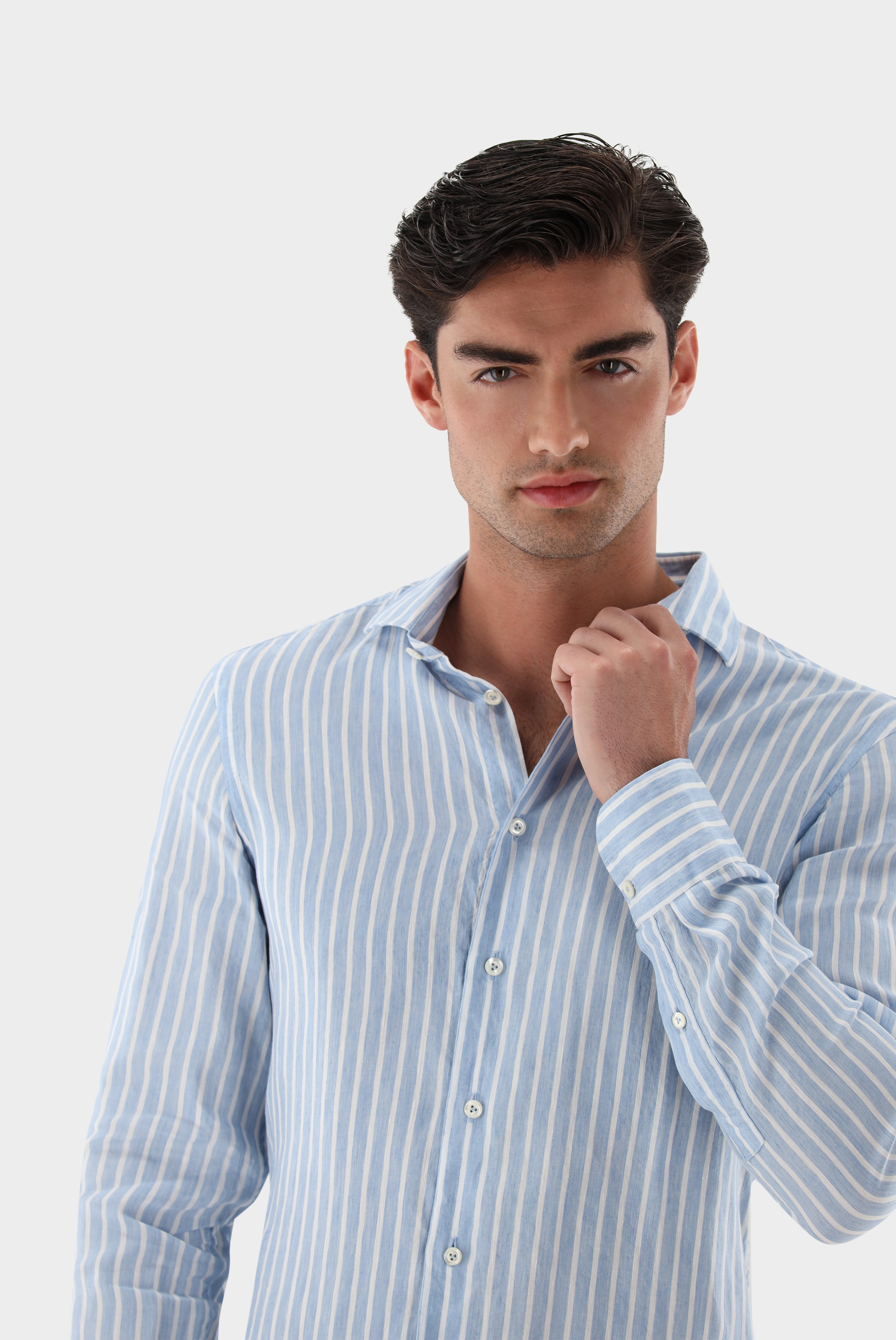 Van Laack-Gestreiftes Hemd aus Tencel und Leinen-Hemden & Blusen-Black-Deal-Outlet-by-ARCHIVIST