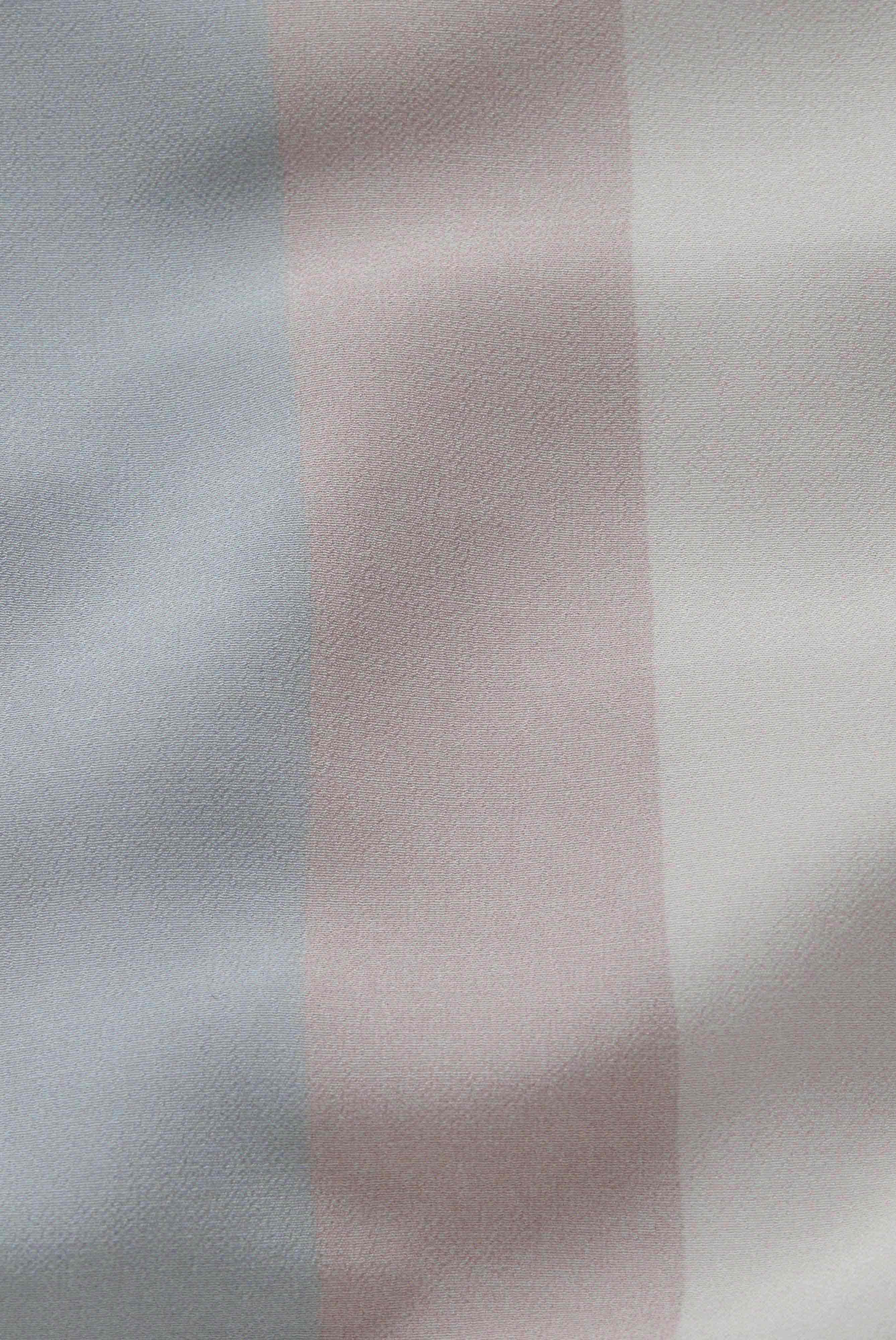 Lange Bluse mit Stehkragen Streifen-Druck Beige/Rosa