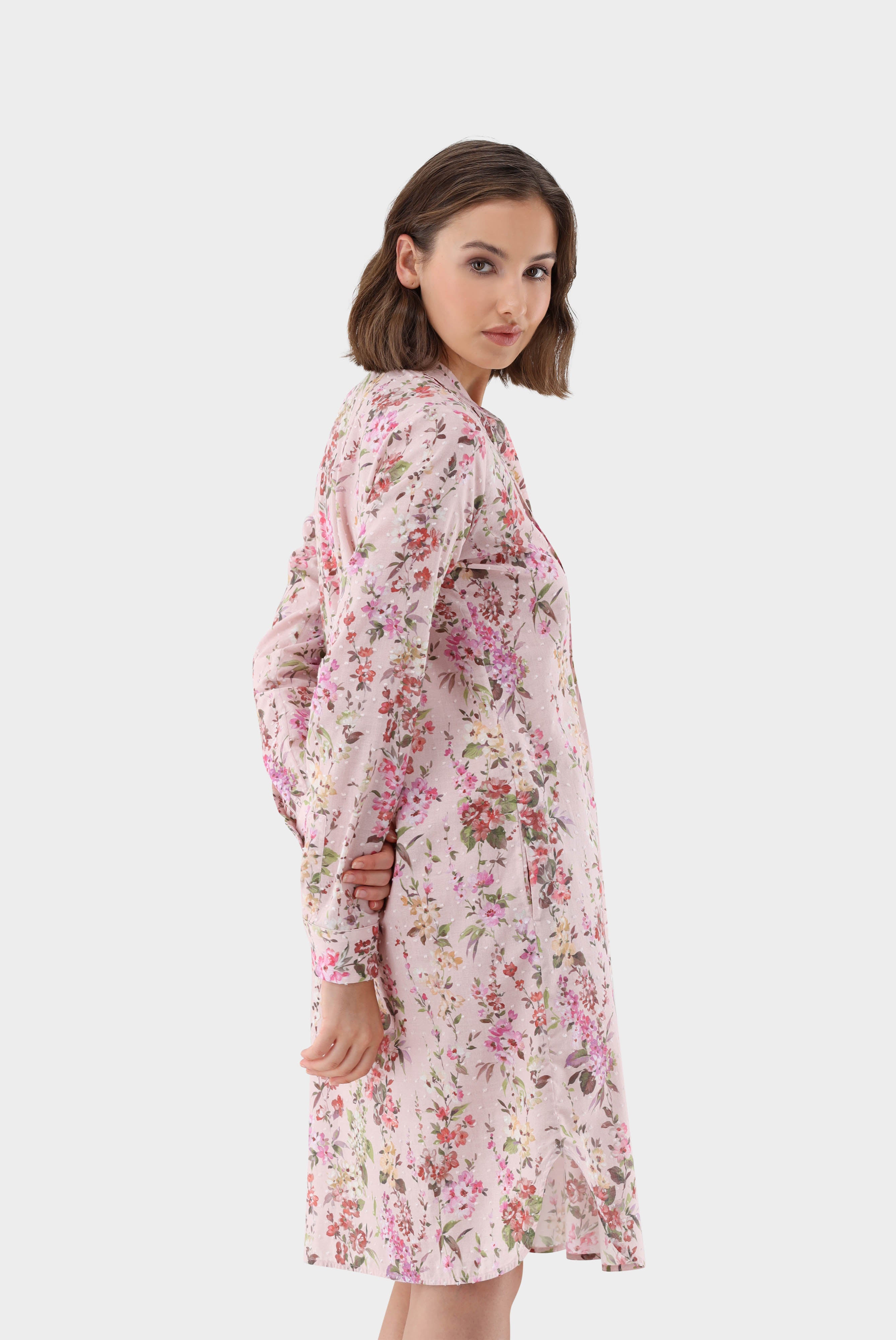 Knielanges Schlupfkleid  mit Blumen Druck