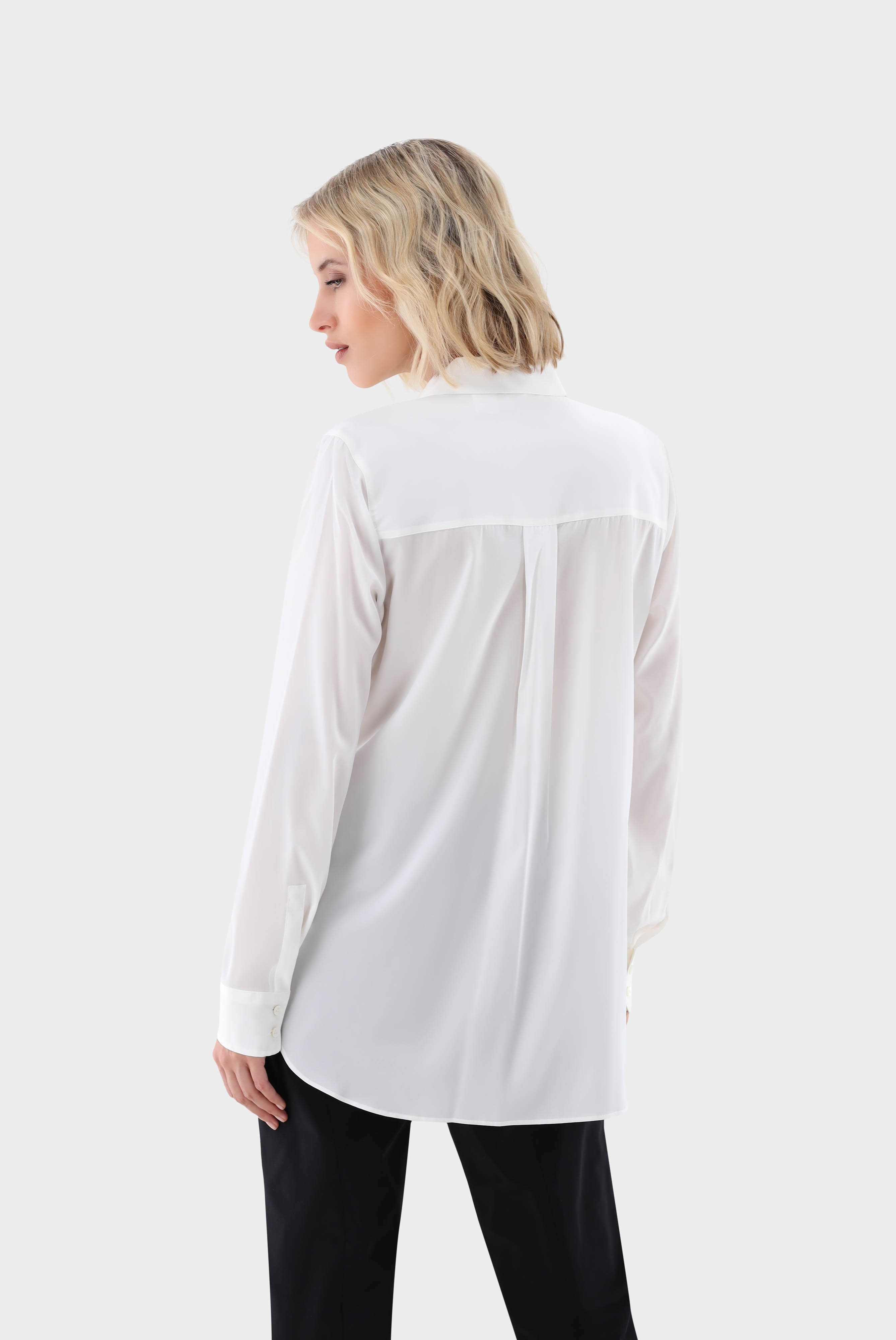 Hemdbluse aus Seide mit Stretch