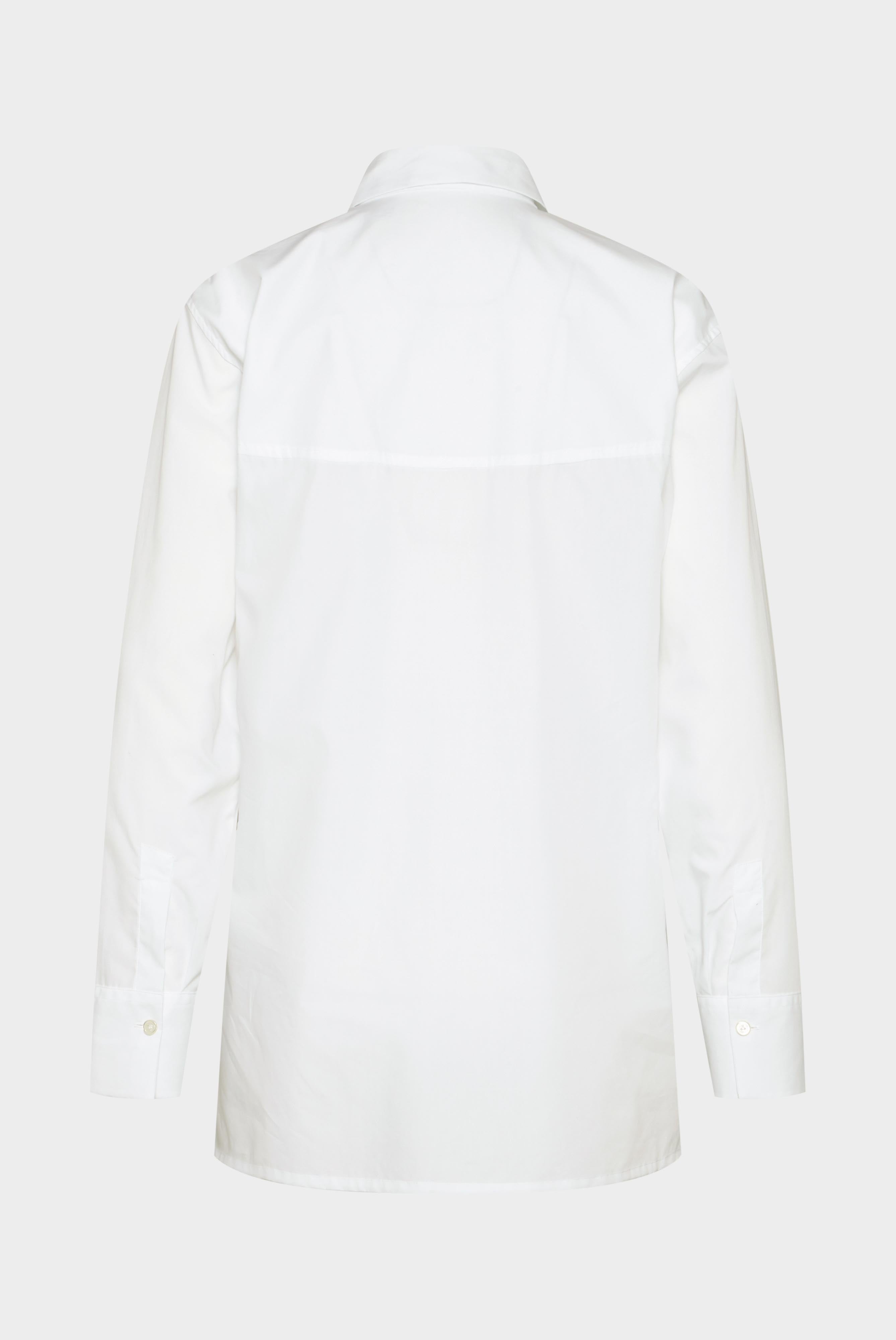 Poplin blouse with patch pockets, white